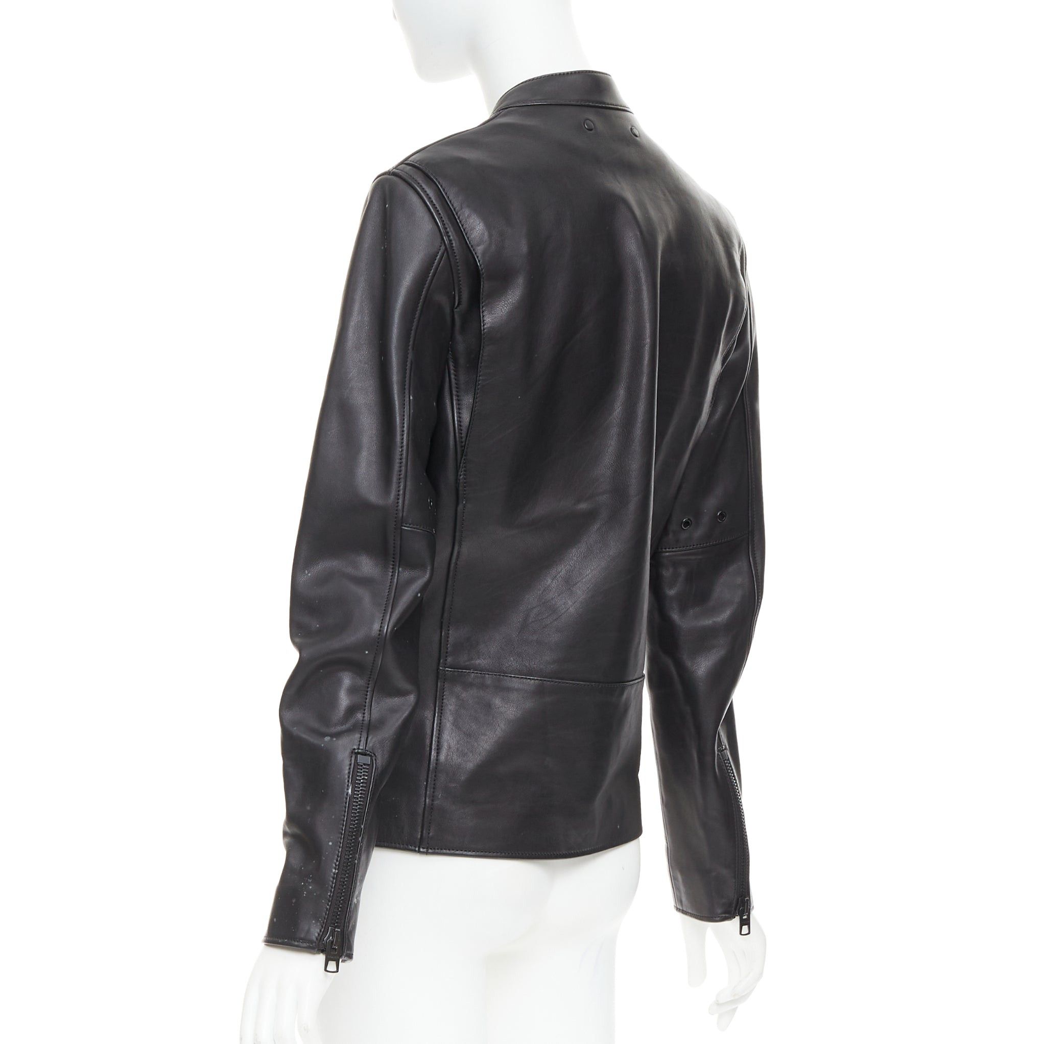 Coach COACH Racer black cow leather zip up racing jacket US0 XS Size S / US 4 / IT 40 - 6 Thumbnail