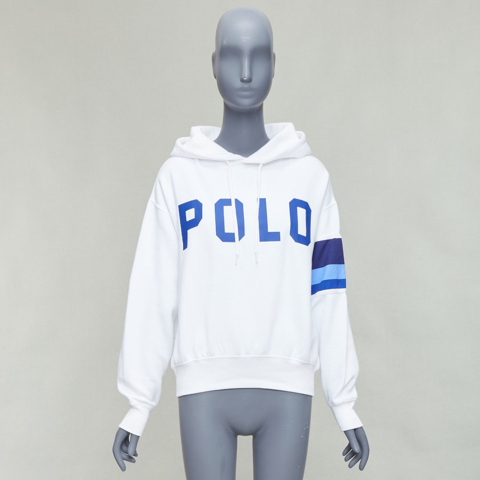 Polo Ralph Lauren POLO RALPH LAUREN white blue cotton blend logo stripe arm hoodie XS Size XS / US 0-2 / IT 36-38 - 9 Thumbnail