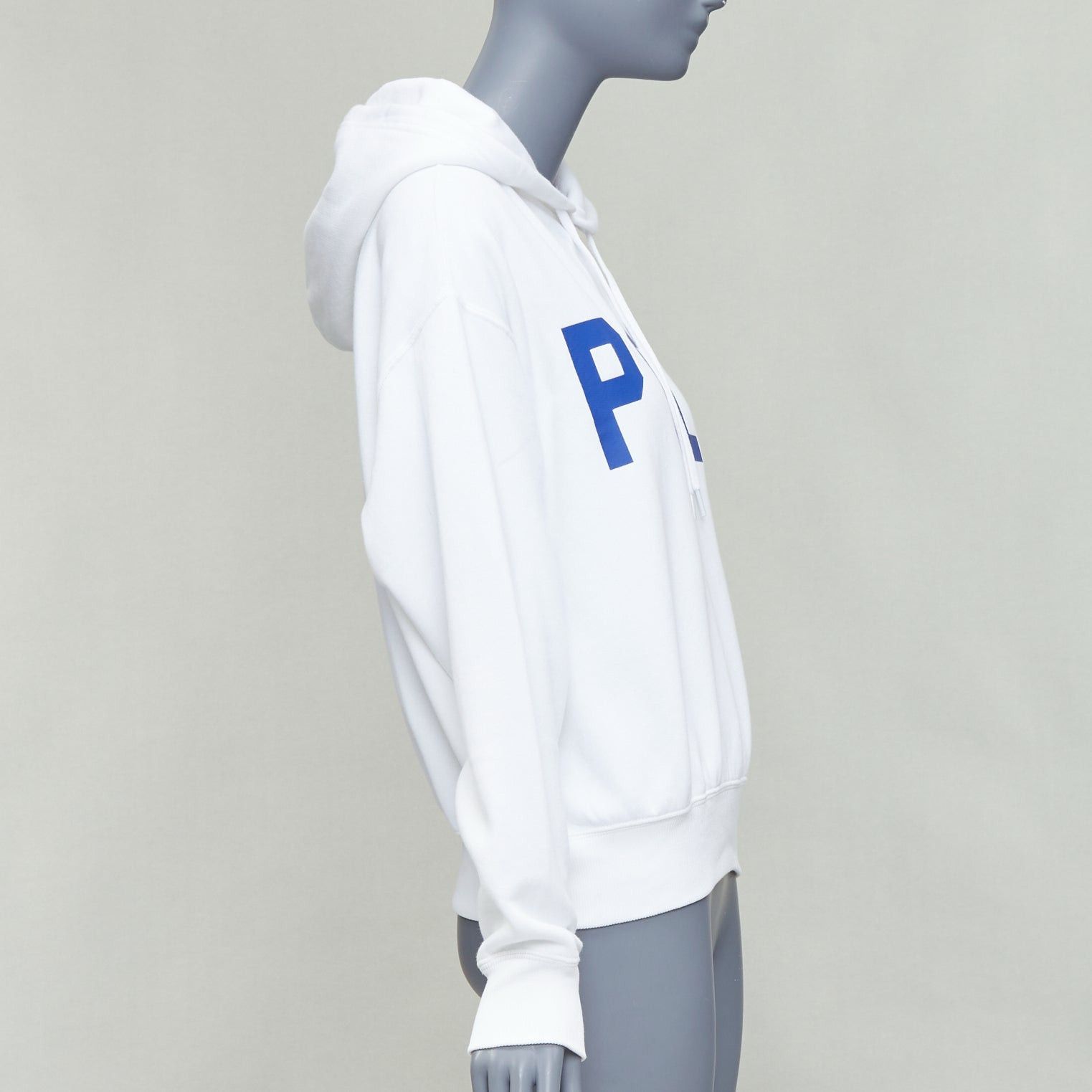 Polo Ralph Lauren POLO RALPH LAUREN white blue cotton blend logo stripe arm hoodie XS Size XS / US 0-2 / IT 36-38 - 4 Thumbnail