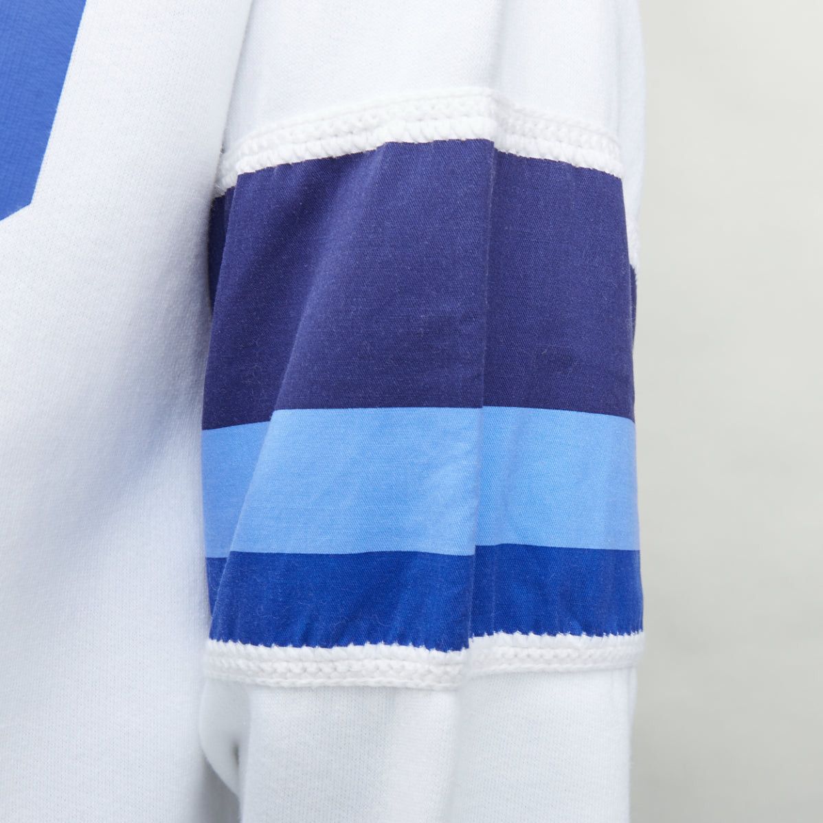 Polo Ralph Lauren POLO RALPH LAUREN white blue cotton blend logo stripe arm hoodie XS Size XS / US 0-2 / IT 36-38 - 2 Thumbnail