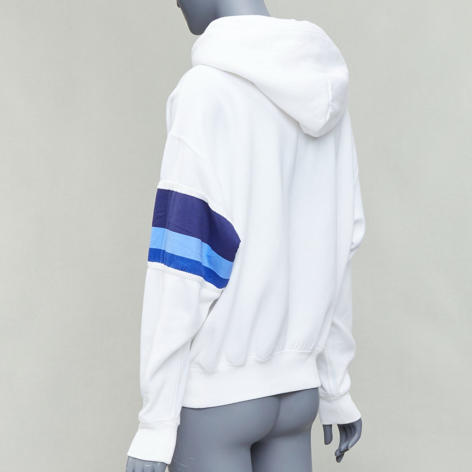 Polo Ralph Lauren POLO RALPH LAUREN white blue cotton blend logo stripe arm hoodie XS Size XS / US 0-2 / IT 36-38 - 6 Thumbnail