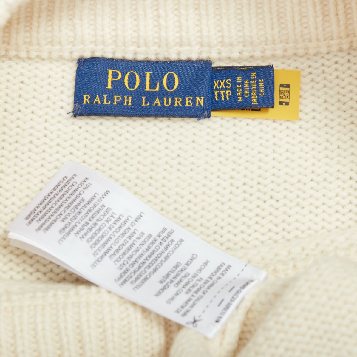 Polo Ralph Lauren POLO RALPH LAUREN cream blue lambs wool cashmere P star sweater XXS Size XS / US 0-2 / IT 36-38 - 8 Thumbnail