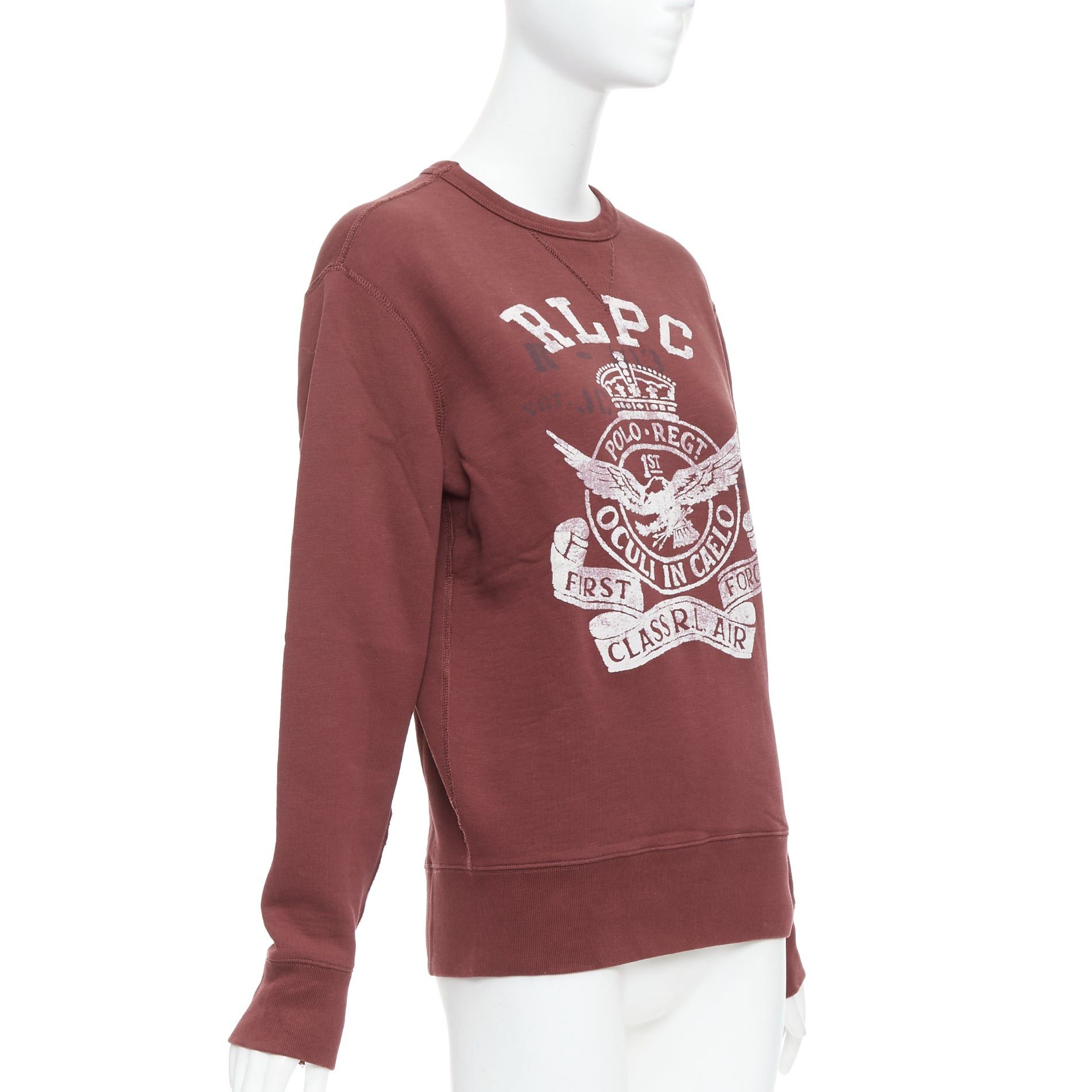 Polo Ralph Lauren POLO RALPH LAUREN burgundy varsity cotton fleece sweatshirt XS Size XS / US 0-2 / IT 36-38 - 3 Thumbnail