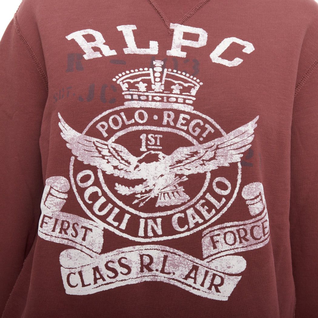 Polo Ralph Lauren POLO RALPH LAUREN burgundy varsity cotton fleece sweatshirt XS Size XS / US 0-2 / IT 36-38 - 2 Thumbnail