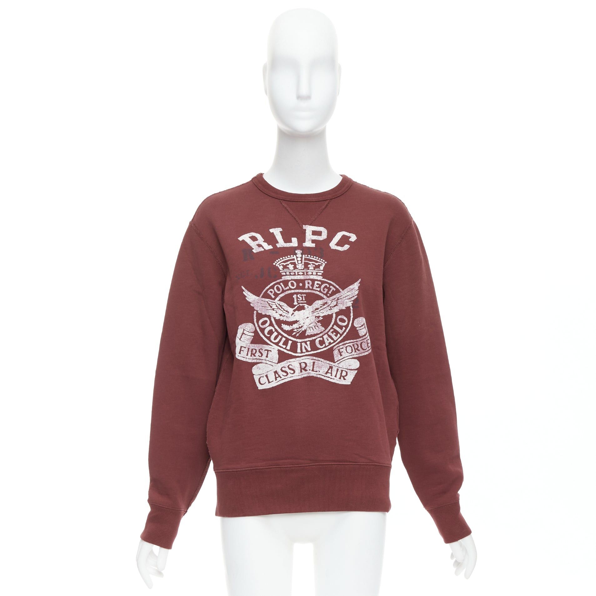 Polo Ralph Lauren POLO RALPH LAUREN burgundy varsity cotton fleece sweatshirt XS Size XS / US 0-2 / IT 36-38 - 9 Thumbnail