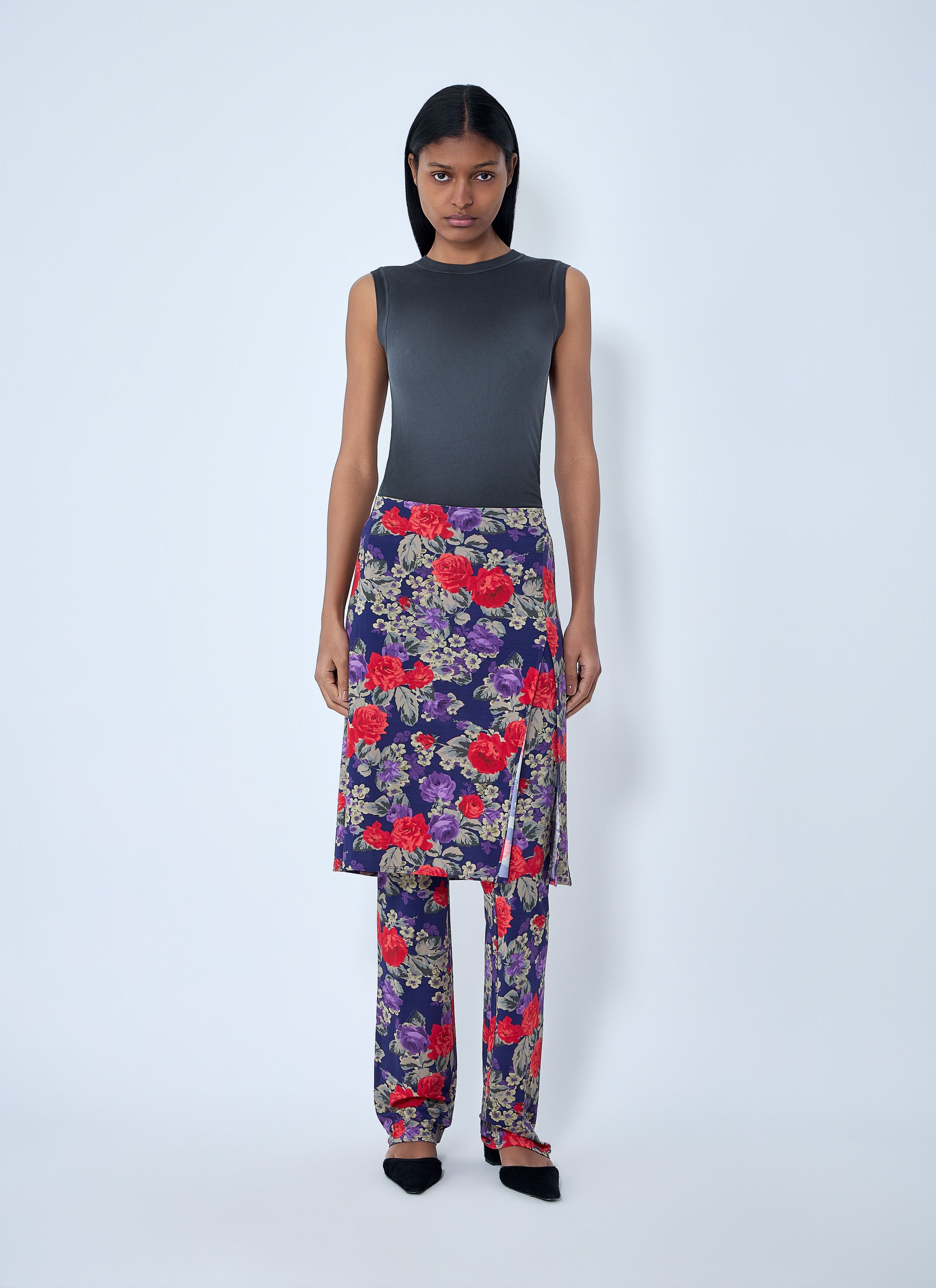 Acne Studios Floral Print Layered Skirt Pants Size 27" / US 4 / IT 40 - 2 Thumbnail