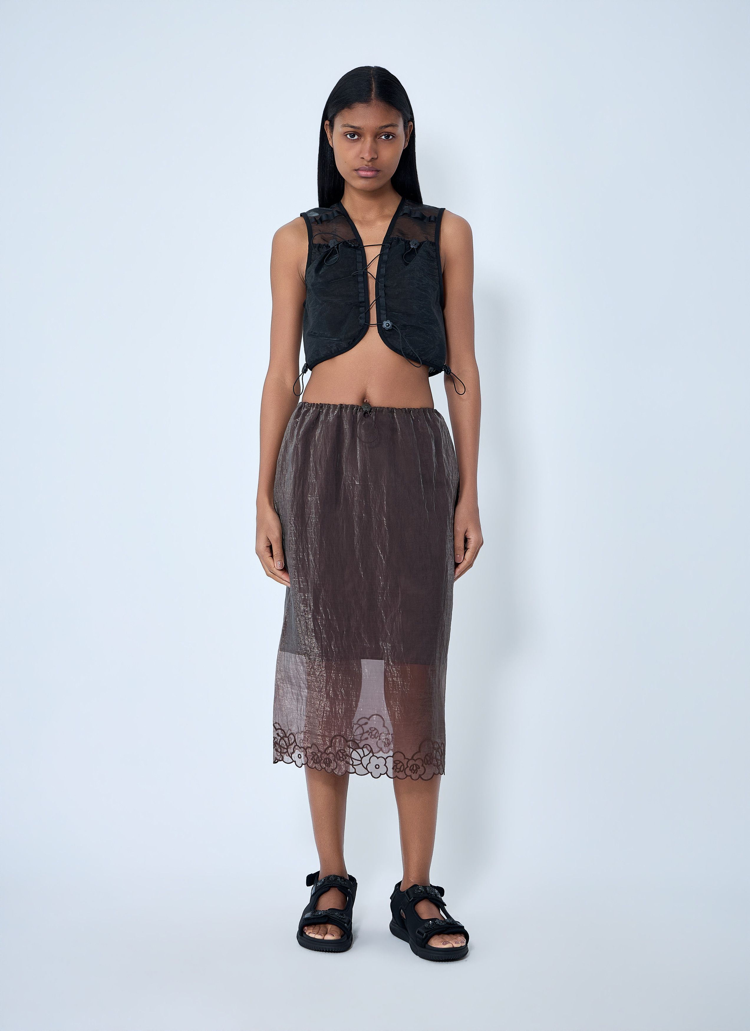 Cecilie Bahnsen Embroidered Sheer Overlay Skirt Size 26" / US 2 / IT 38 - 2 Thumbnail