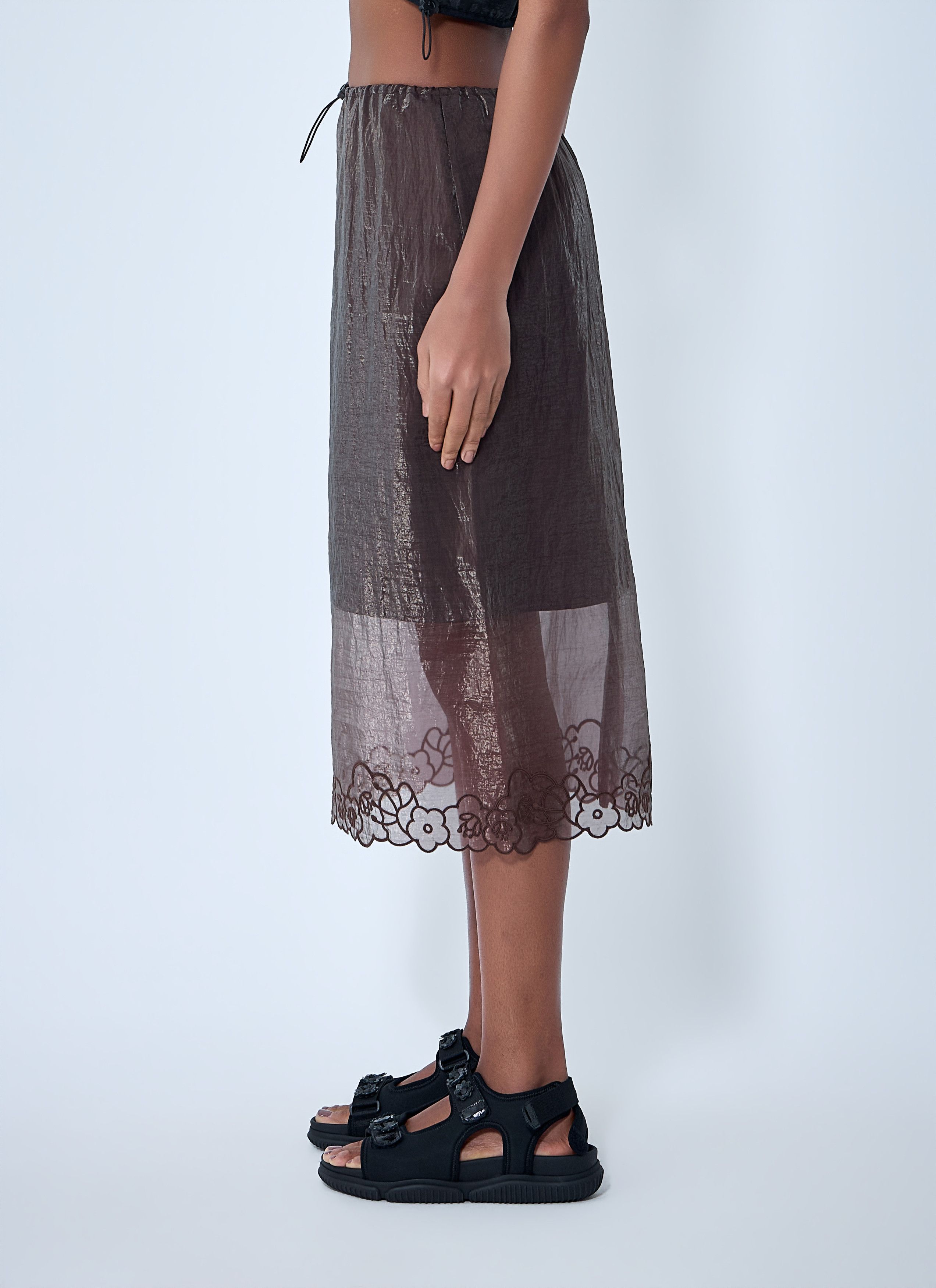 Cecilie Bahnsen Embroidered Sheer Overlay Skirt Size 26" / US 2 / IT 38 - 3 Thumbnail