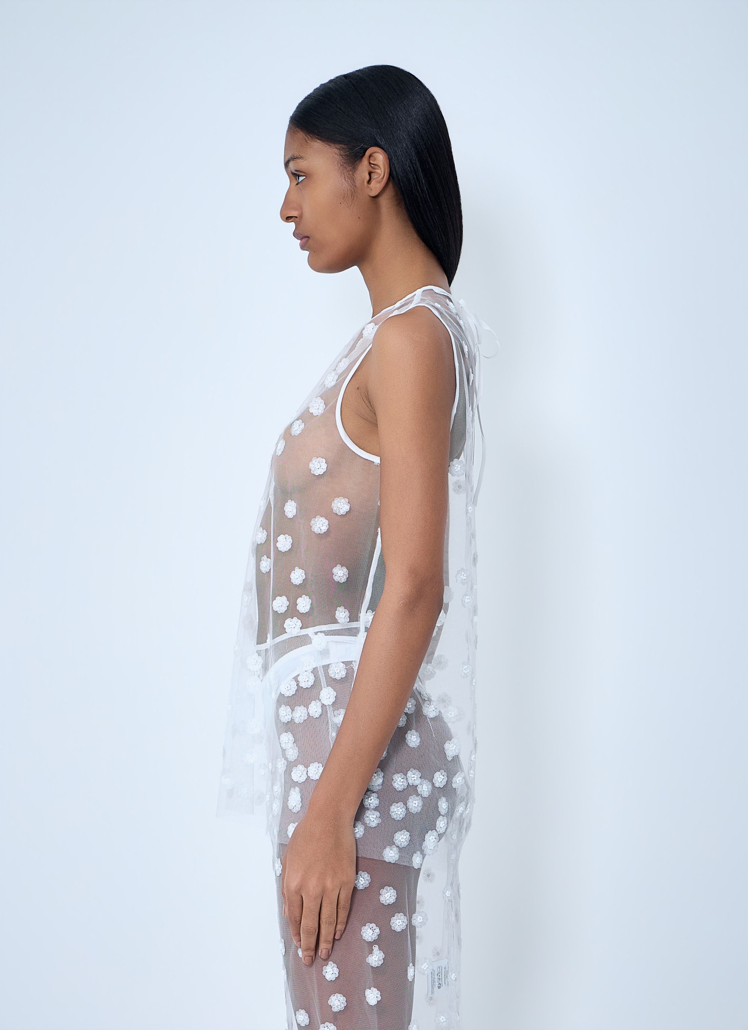 Cecilie Bahnsen Embroidered Sheer Overlay Dress Size M / US 6-8 / IT 42-44 - 3 Thumbnail