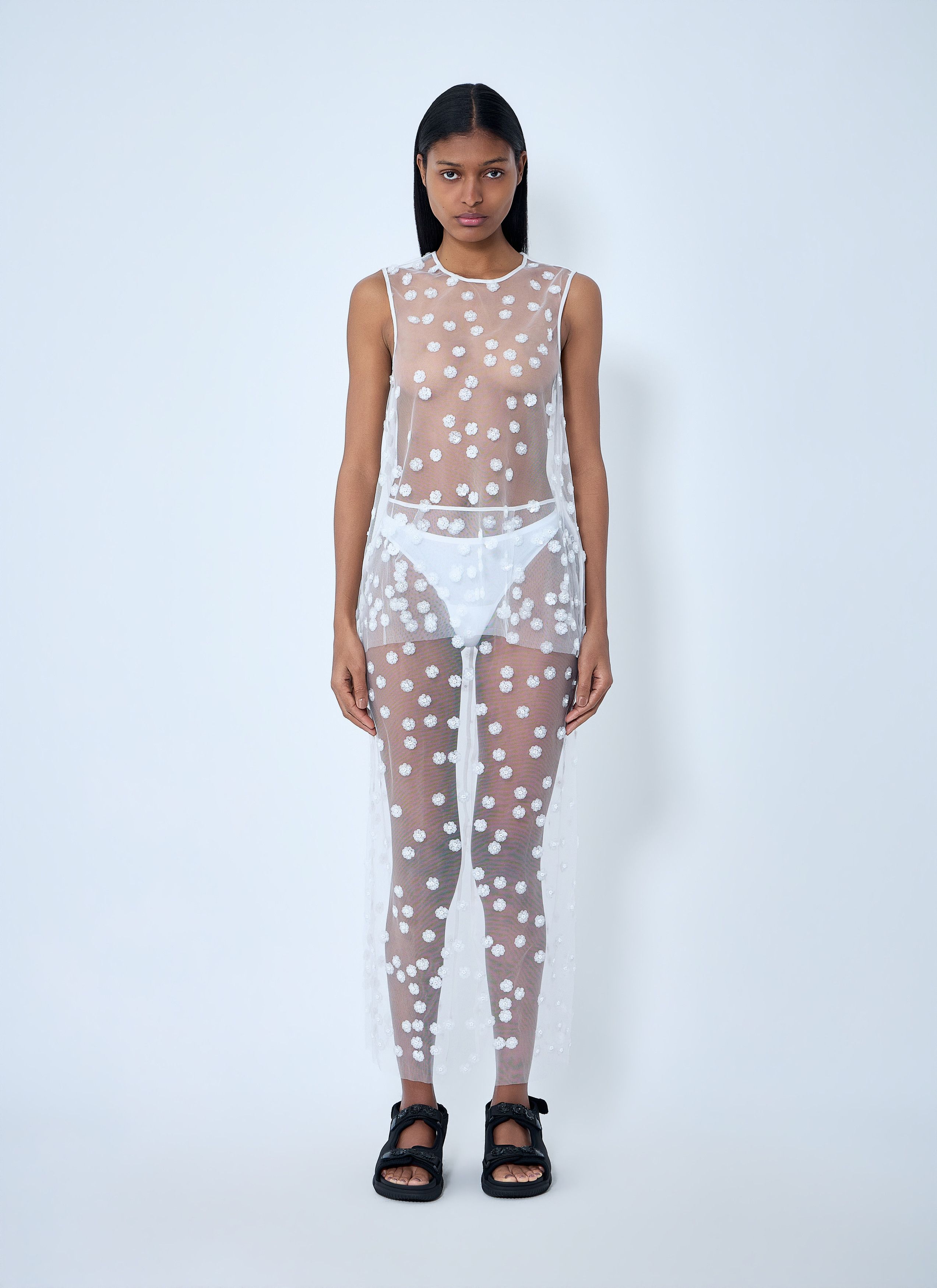 Cecilie Bahnsen Embroidered Sheer Overlay Dress Size M / US 6-8 / IT 42-44 - 2 Thumbnail