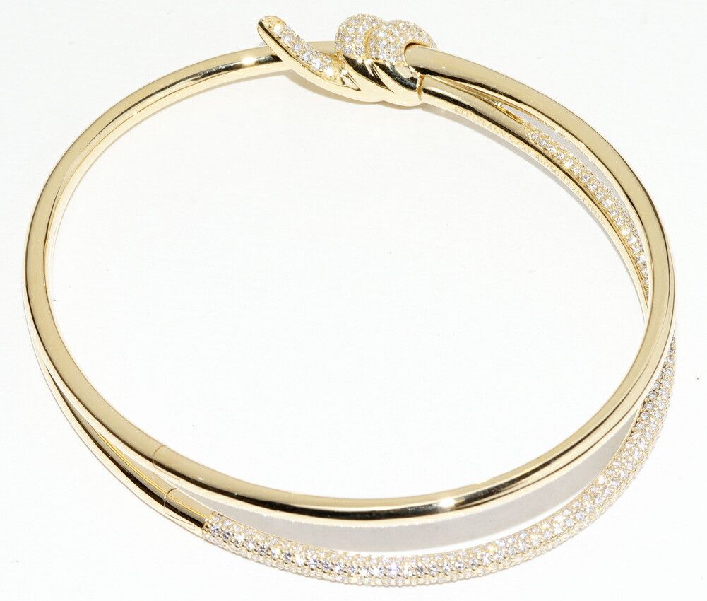 Tiffany & Co. Tiffany & Co. Tiffany Knot Double Row Au750 Diamond Bracelet Size 17 Precious Metal Bangle DUTY FREE for USA Size ONE SIZE - 3 Thumbnail