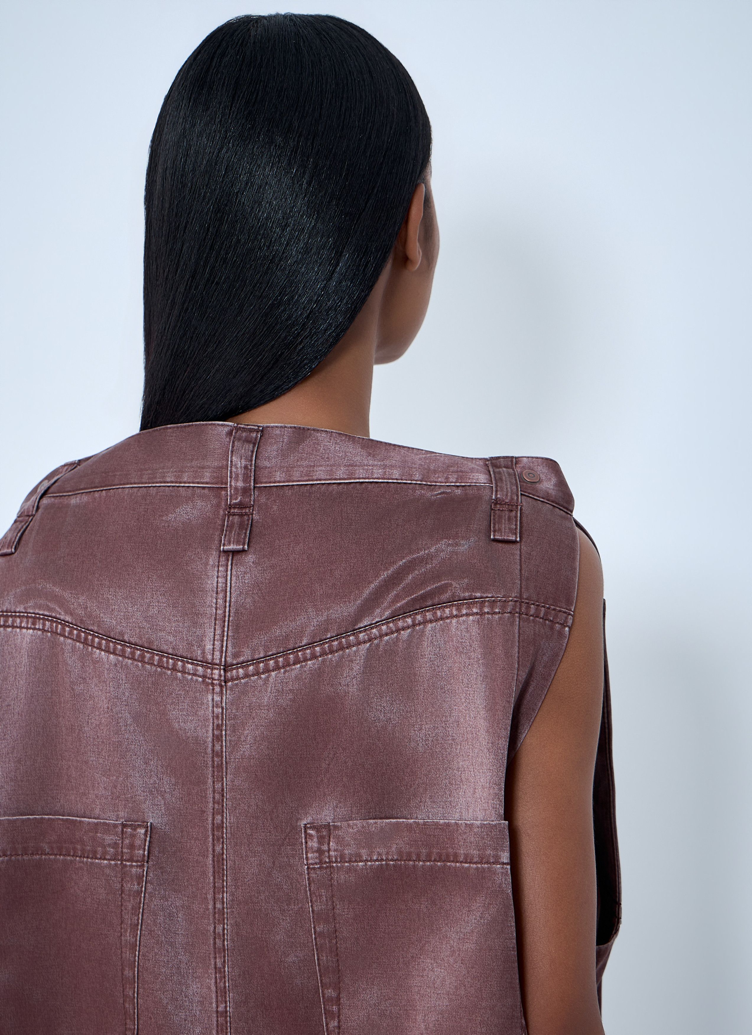 Issey Miyake Satin Denim Sleeveless Top Size M / US 6-8 / IT 42-44 - 6 Thumbnail
