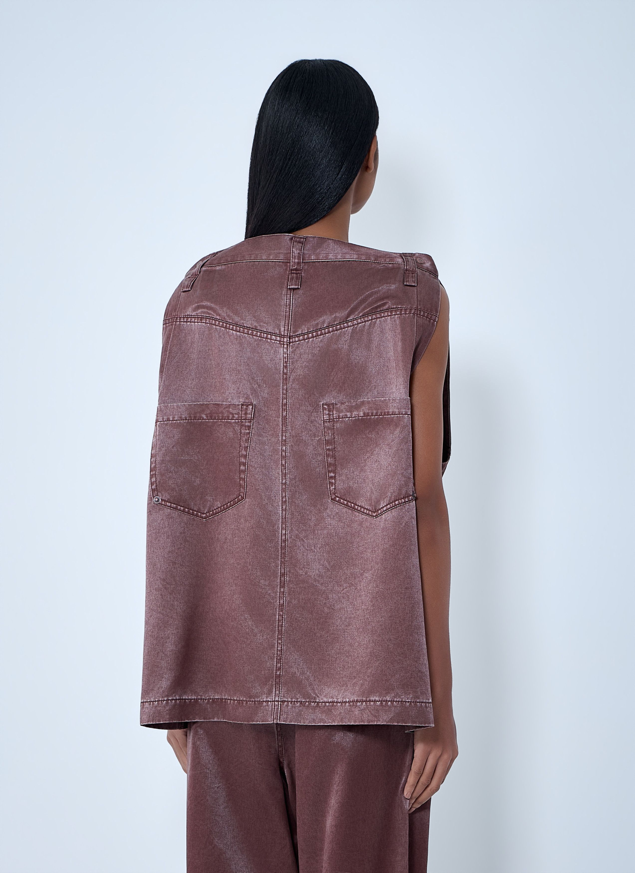 Issey Miyake Satin Denim Sleeveless Top Size M / US 6-8 / IT 42-44 - 4 Thumbnail