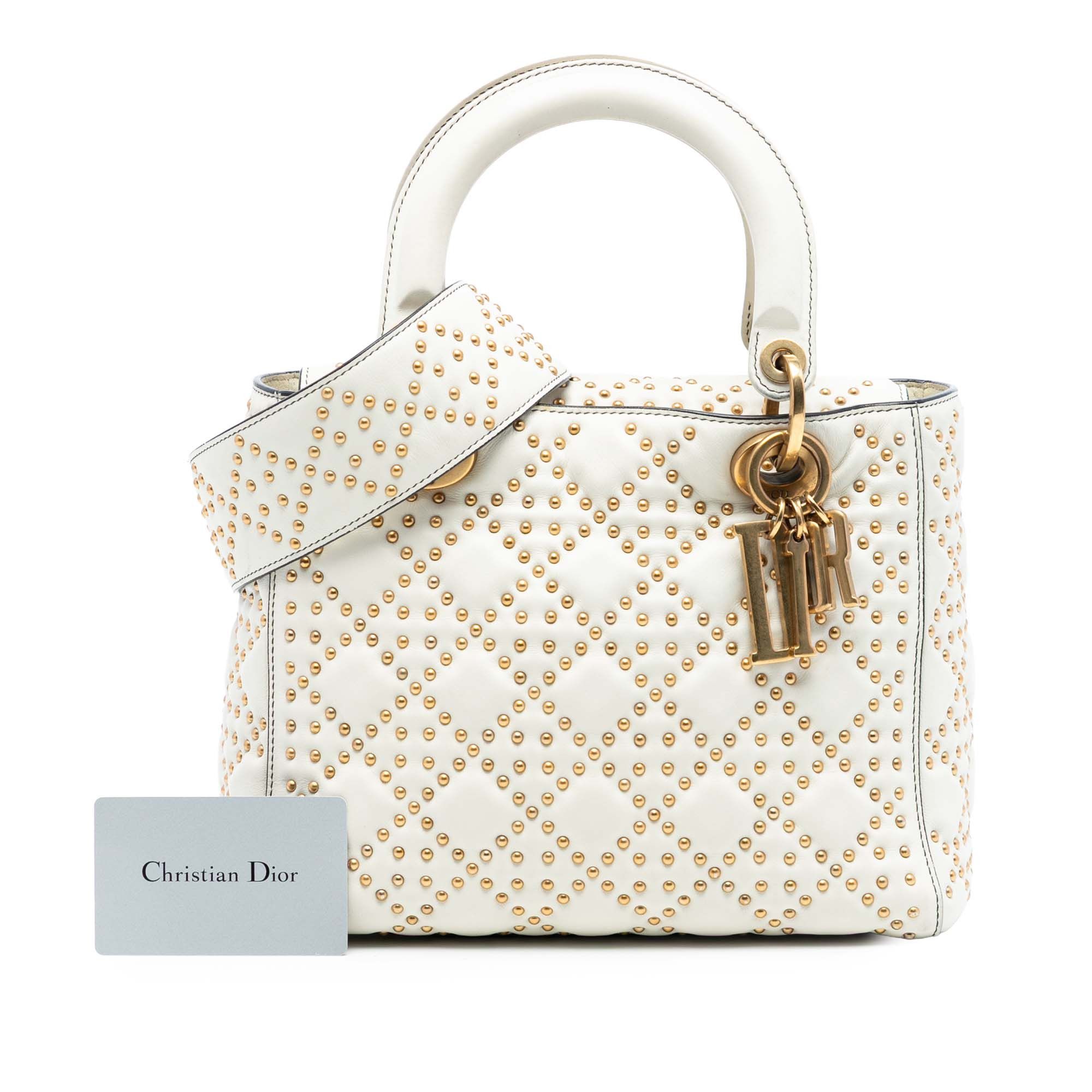 Medium Lambskin Cannage Studded Supple Lady Dior