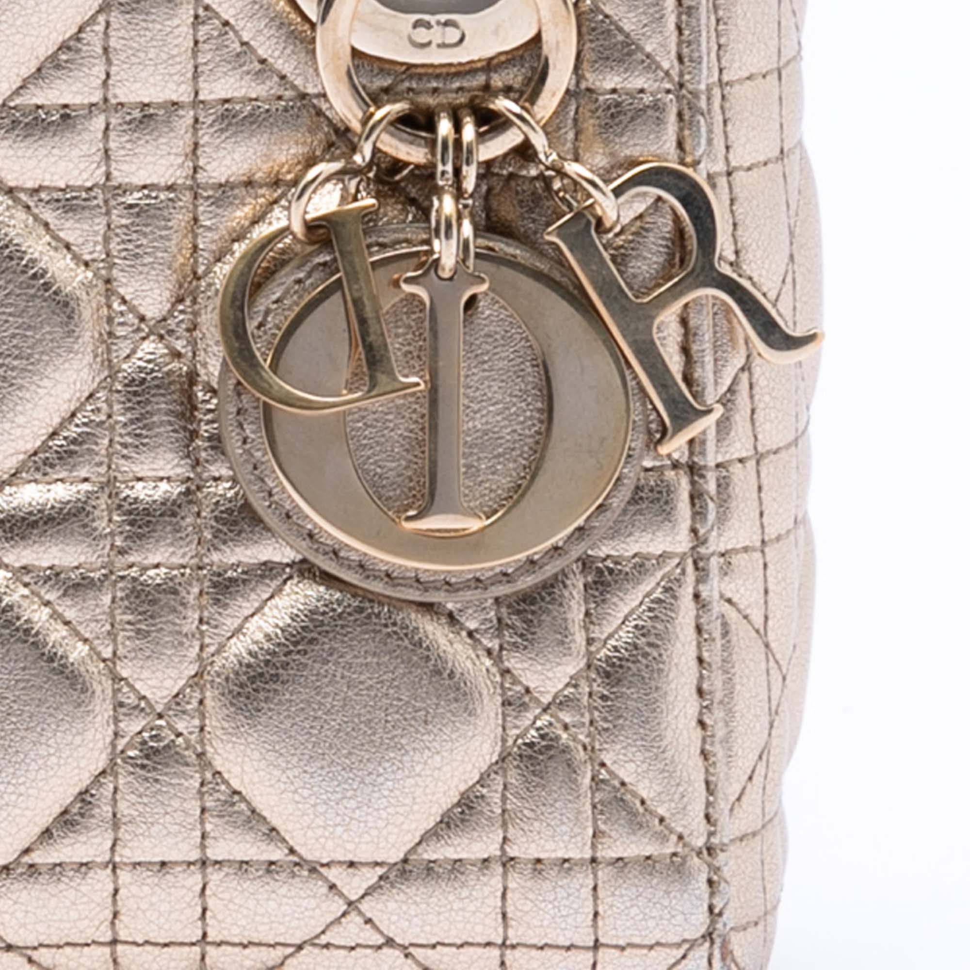 Dior Mini Metallic Lambskin Cannage Lady Dior Size ONE SIZE - 7 Thumbnail