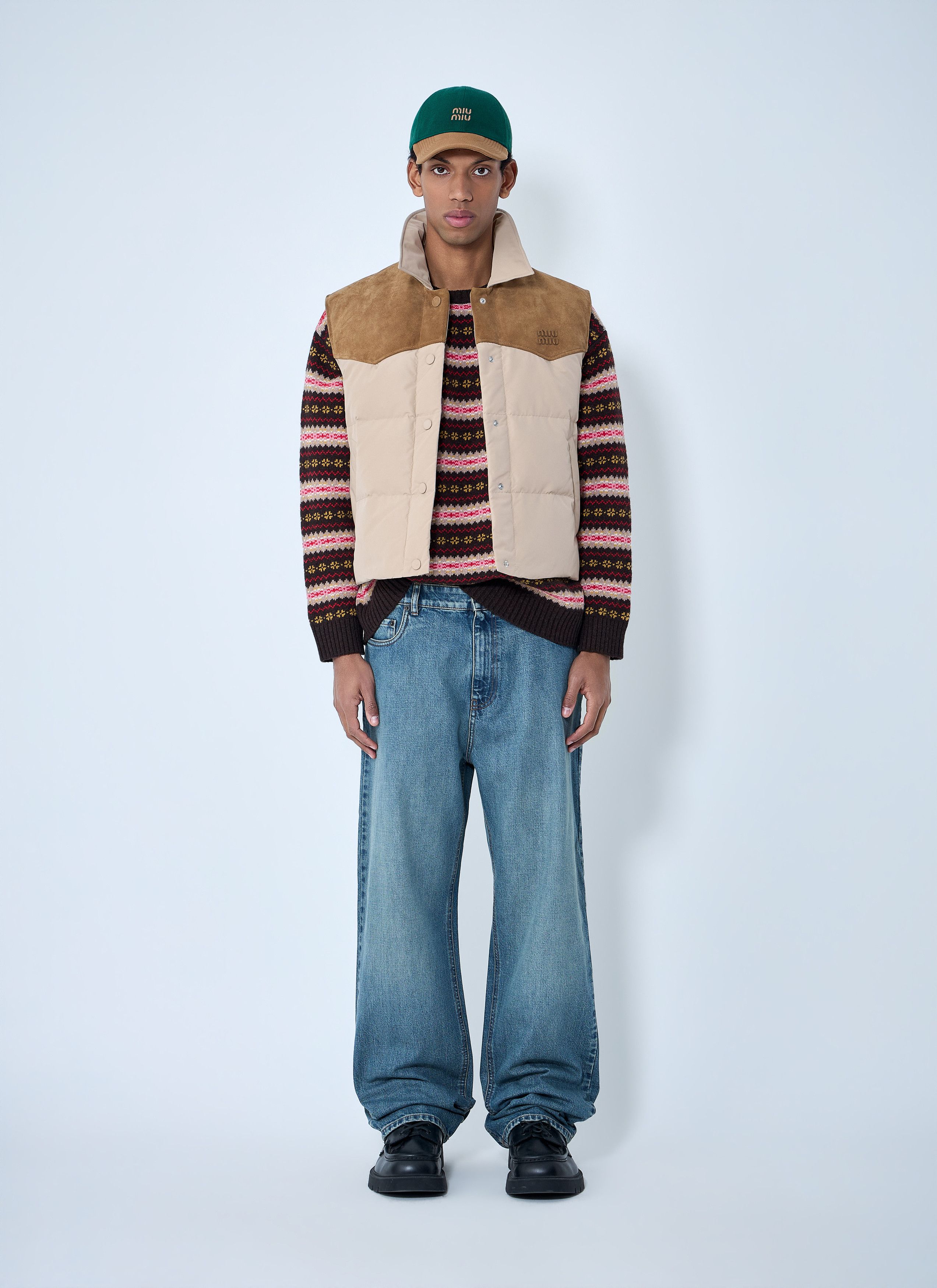 Miu Miu Padded Suede Yoke Vest Size US L / EU 52-54 / 3 - 2 Thumbnail