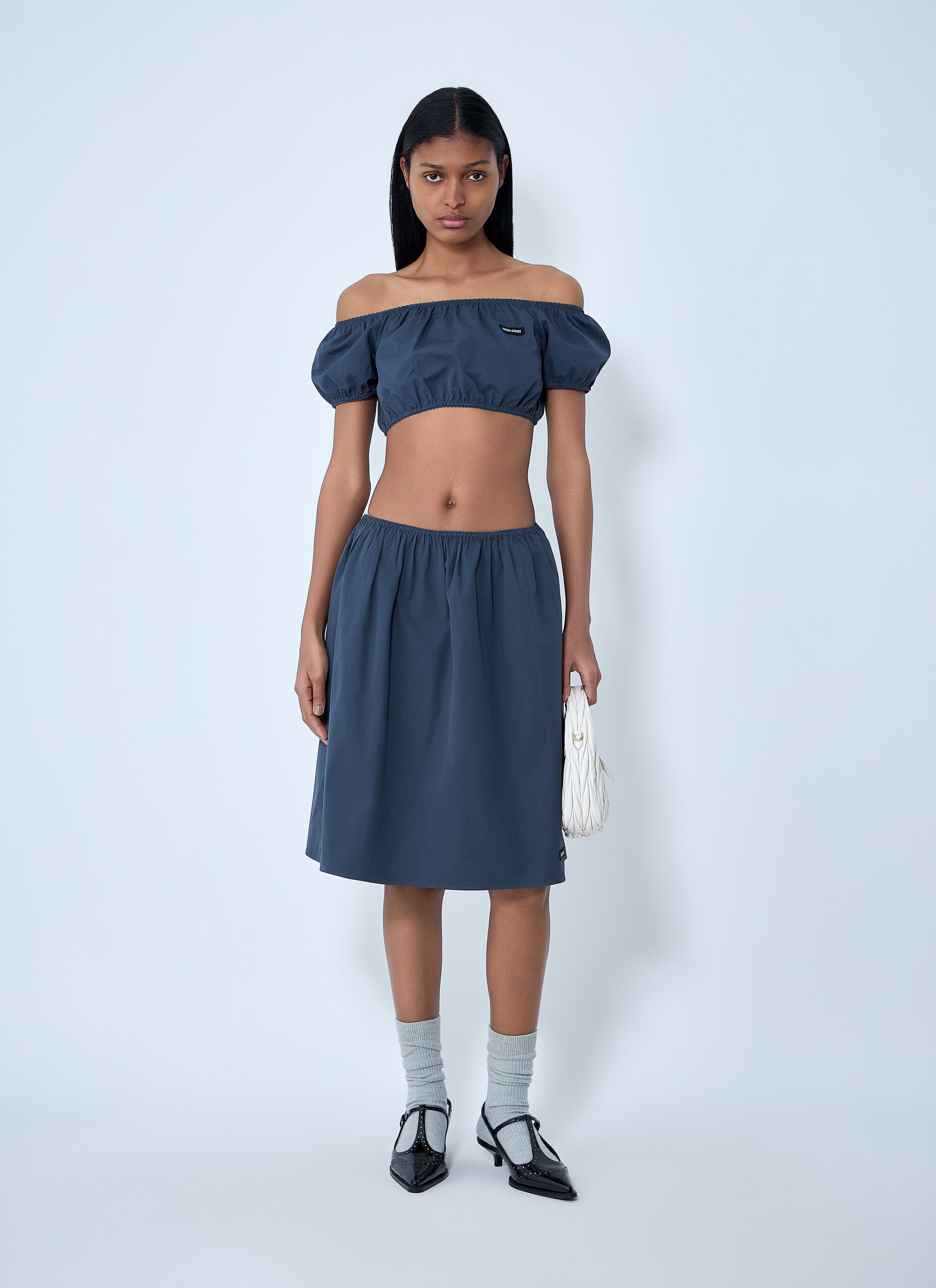 Miu Miu Elasticated Waist A-Line Skirt Size 28" / US 6 / IT 42 - 2 Thumbnail