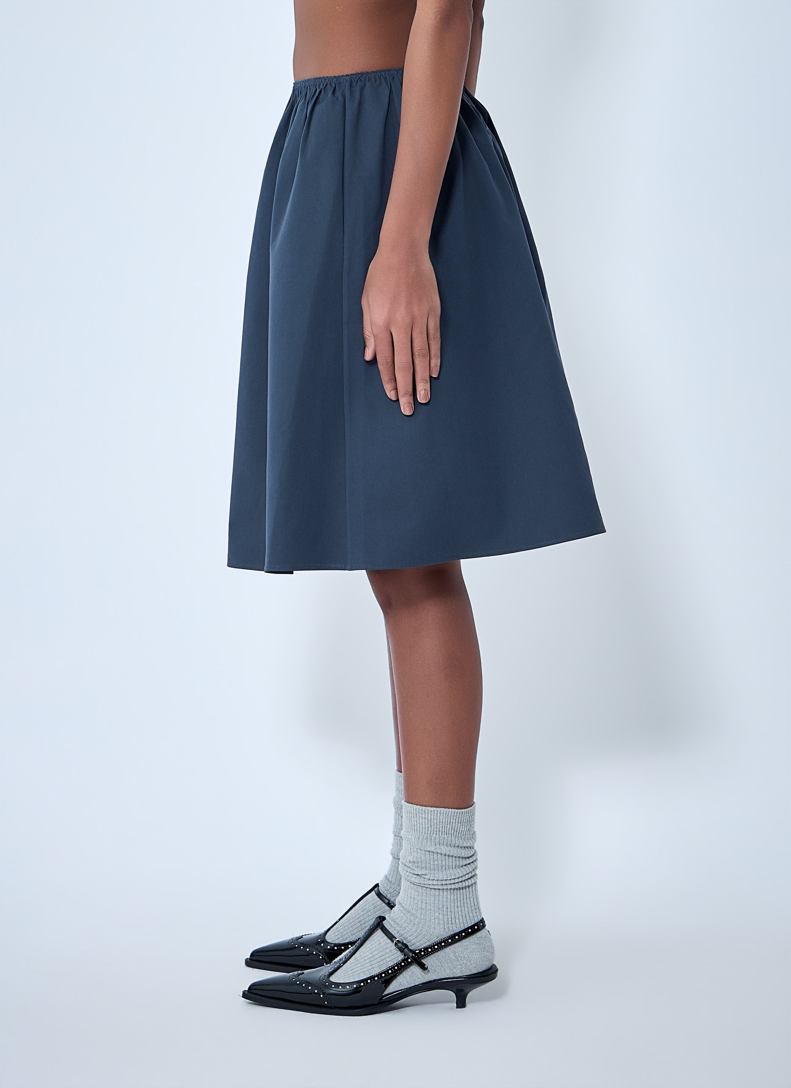 Miu Miu Elasticated Waist A-Line Skirt Size 28" / US 6 / IT 42 - 3 Thumbnail