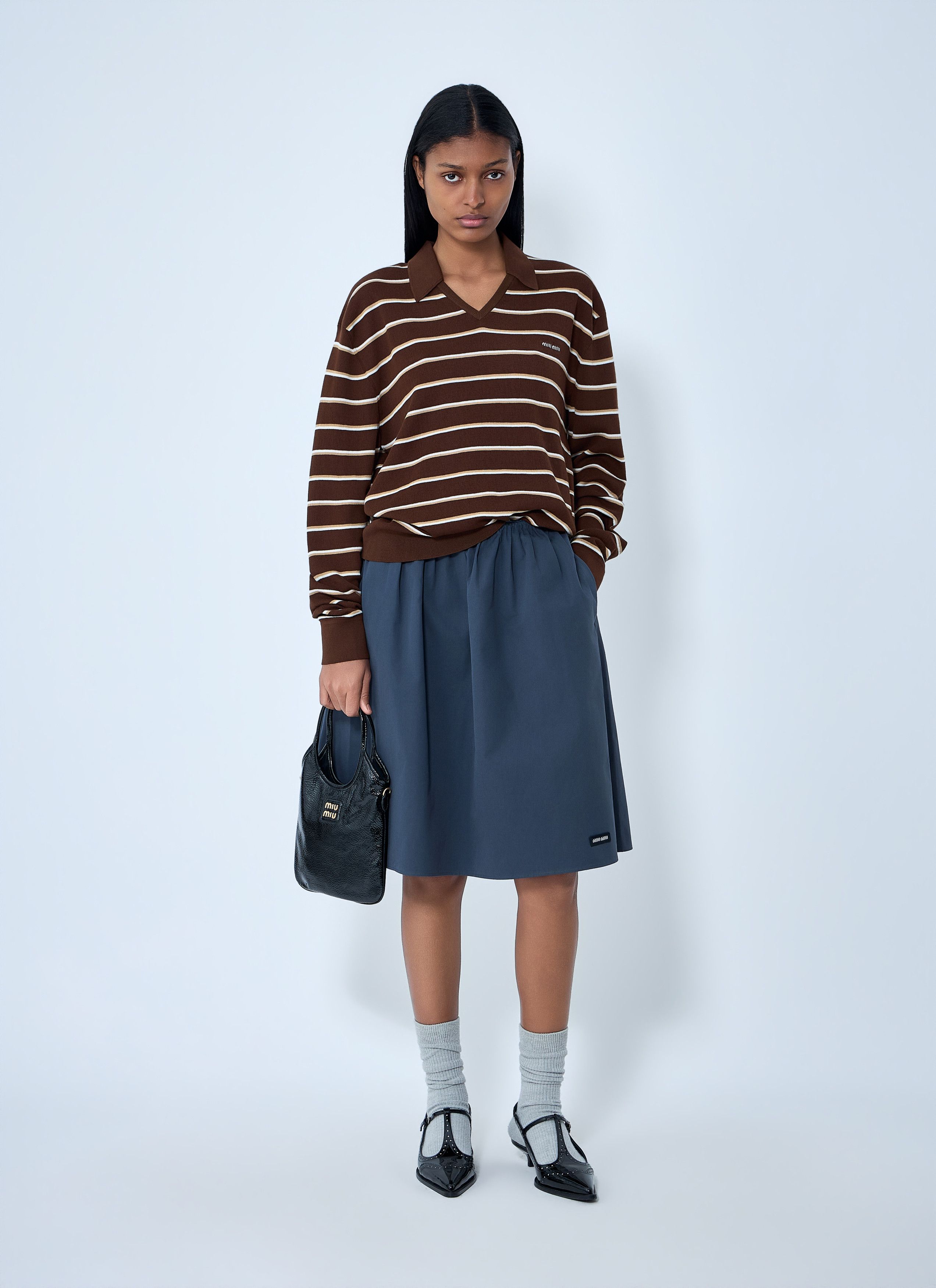 Miu Miu Striped Knit Polo Sweater Size M / US 6-8 / IT 42-44 - 2 Thumbnail