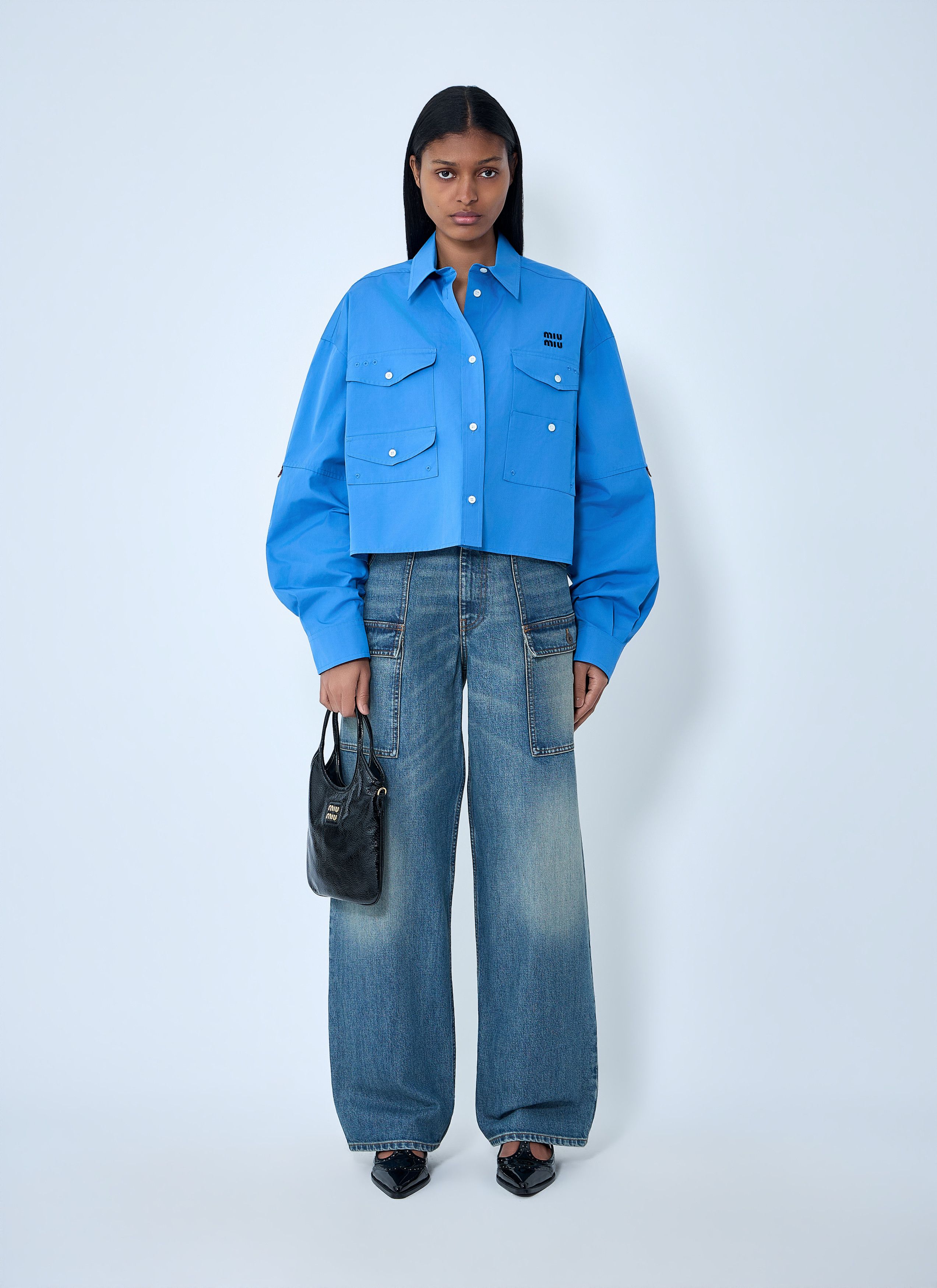 Miu Miu Cargo Denim Jeans Size 27" / US 4 / IT 40 - 2 Thumbnail