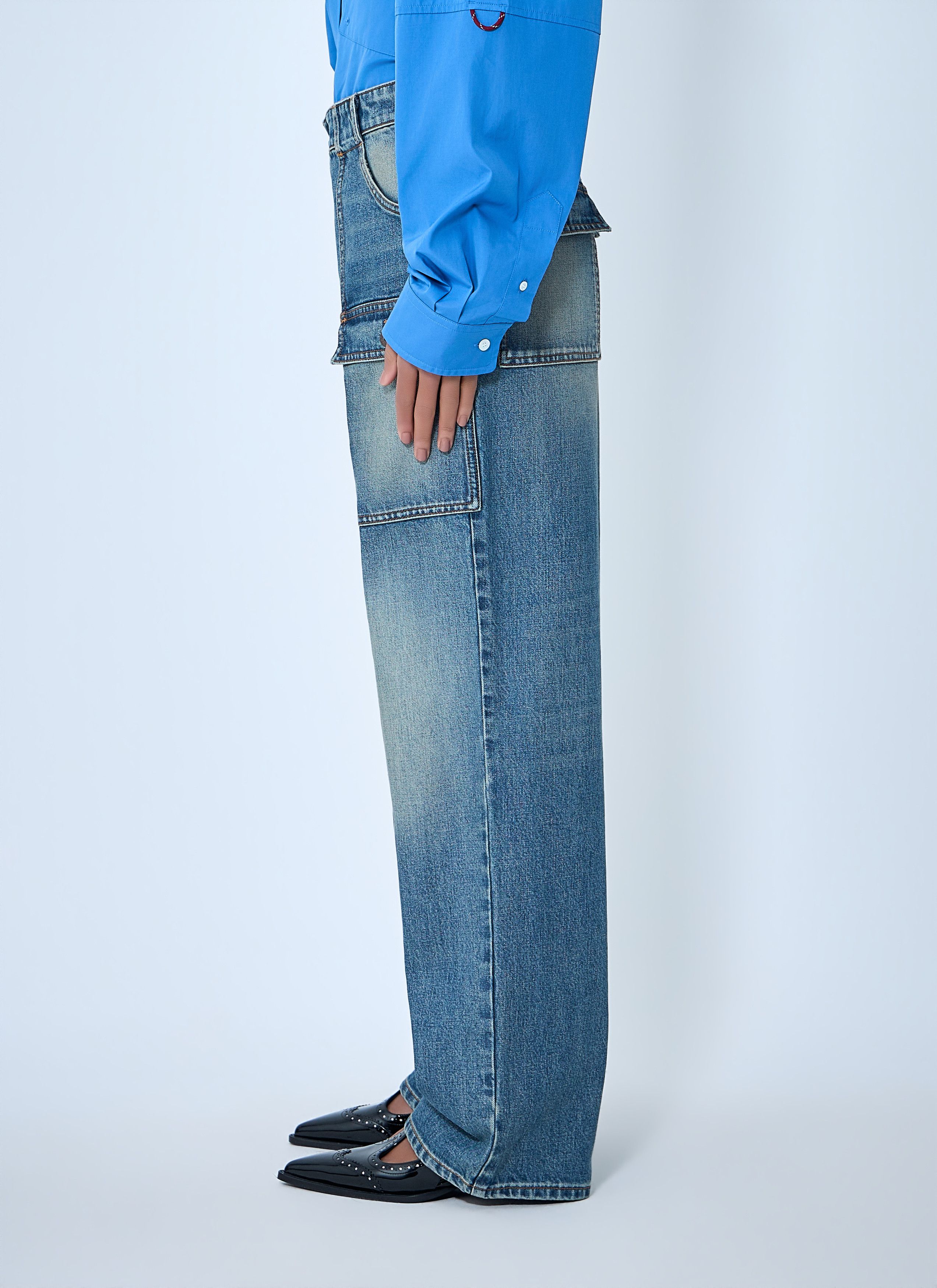 Miu Miu Cargo Denim Jeans Size 28" / US 6 / IT 42 - 3 Thumbnail