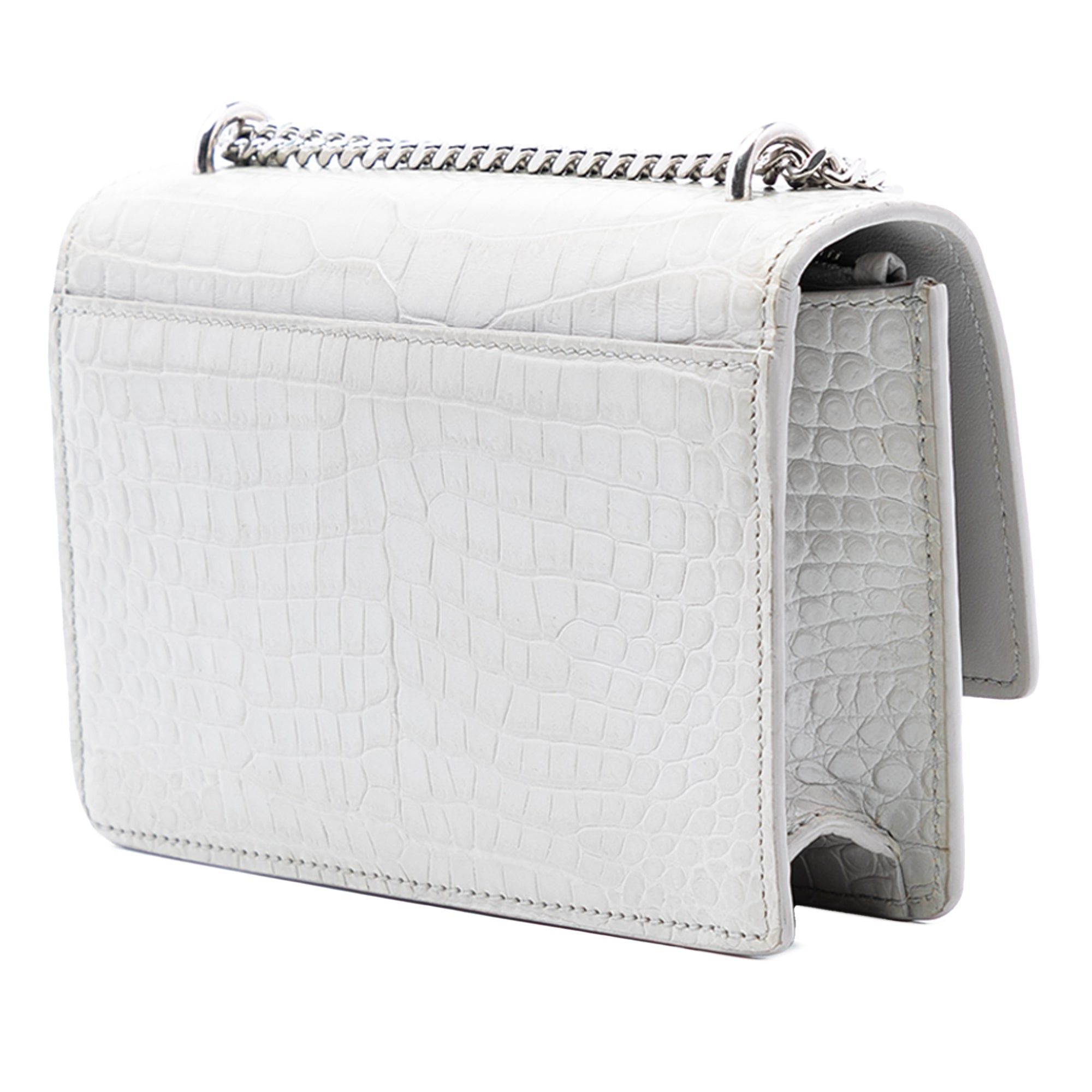 Saint Laurent Paris Mini Croc Embossed Leather Monogram Sunset Wallet on Chain Size ONE SIZE - 2 Thumbnail