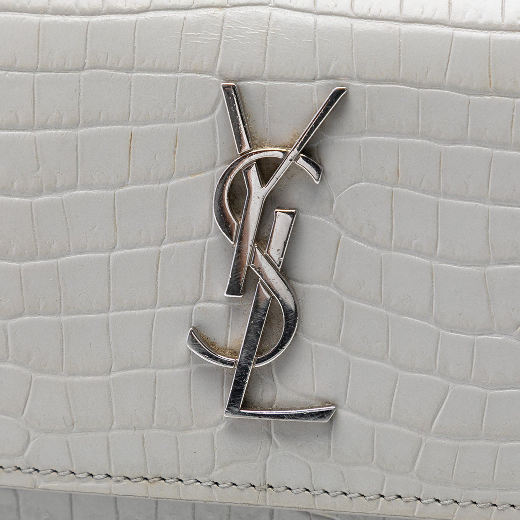 Saint Laurent Paris Mini Croc Embossed Leather Monogram Sunset Wallet on Chain Size ONE SIZE - 5 Thumbnail