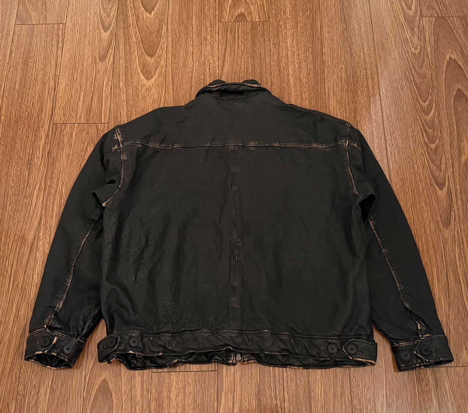 BEAMS Used Leather Zip Jacket