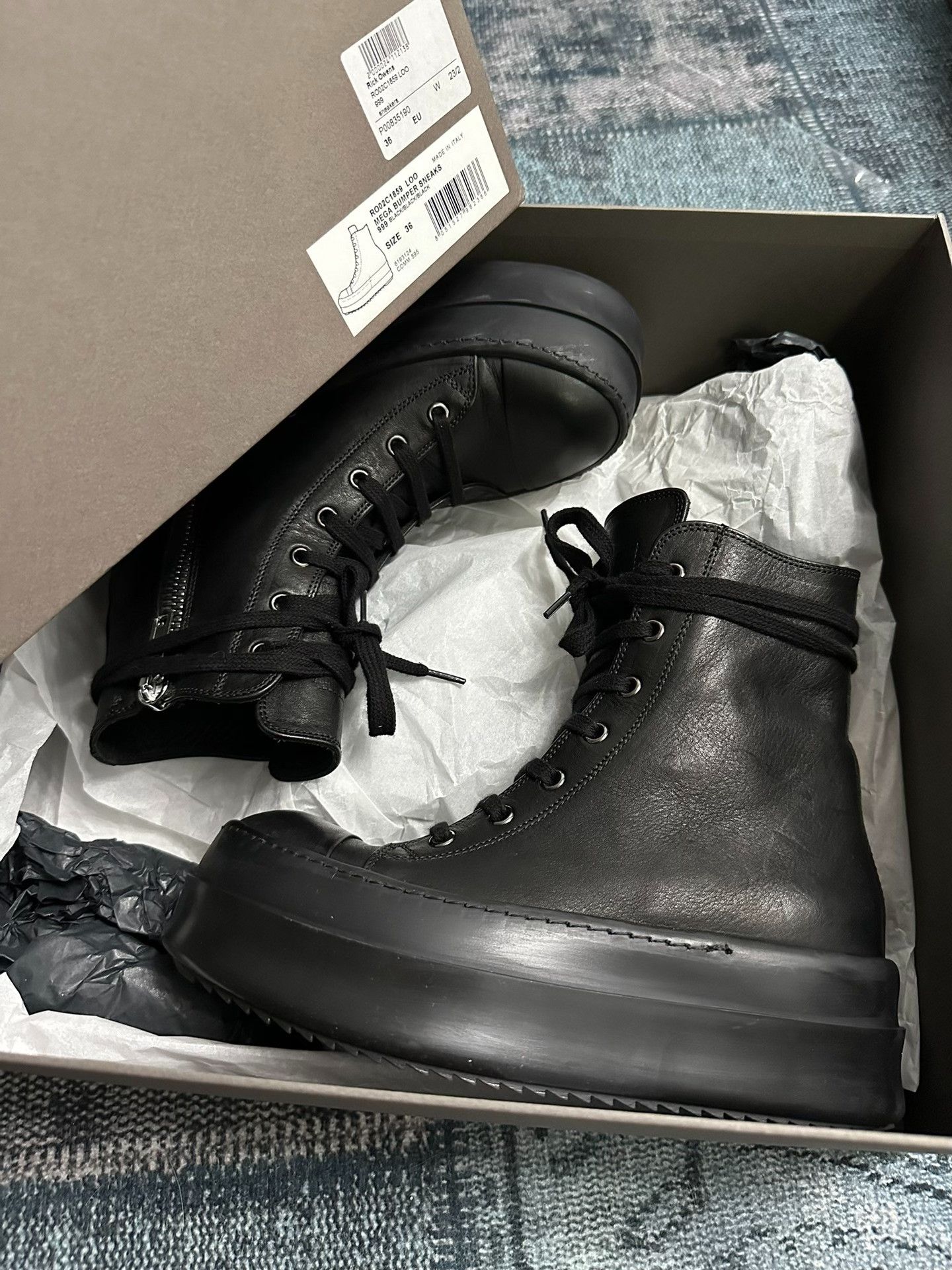 Rick Owens Rick Owens Main Line Black Thick Sole Boots Size US 5 / IT 35 - 8 Thumbnail