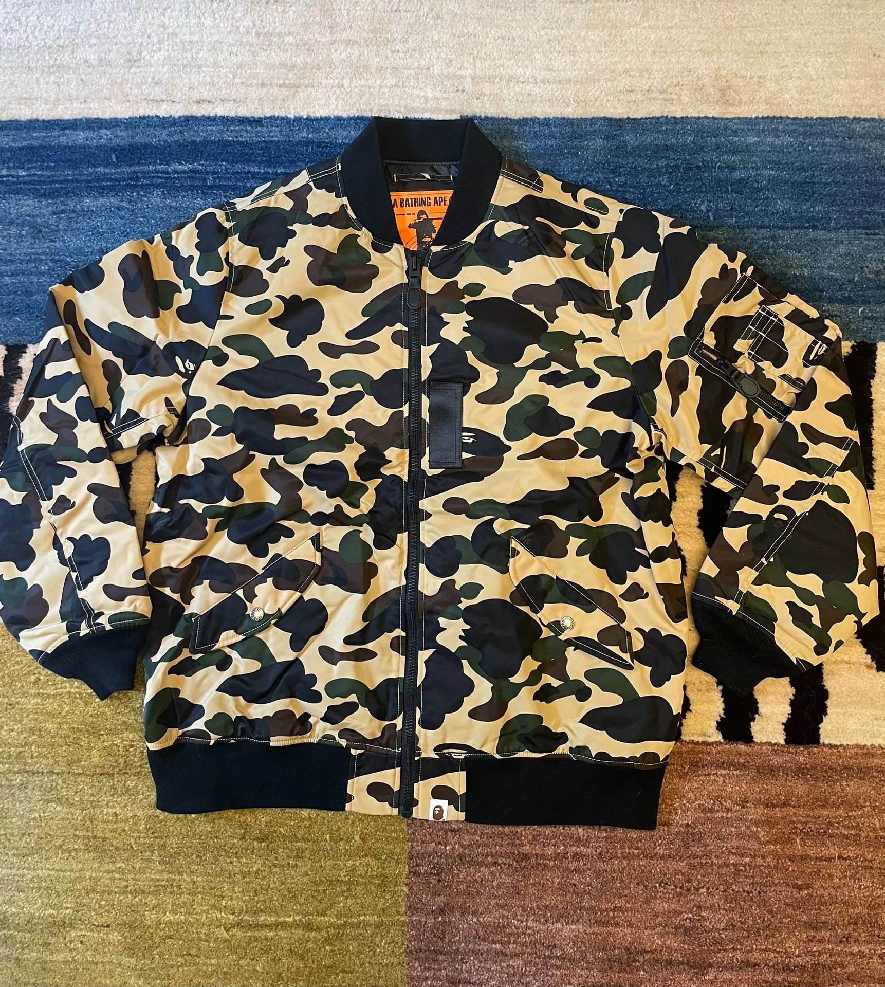 Bape Bape Yellow Camo Flight Jacket Size US XXL / EU 58 / 5 - 2 Thumbnail