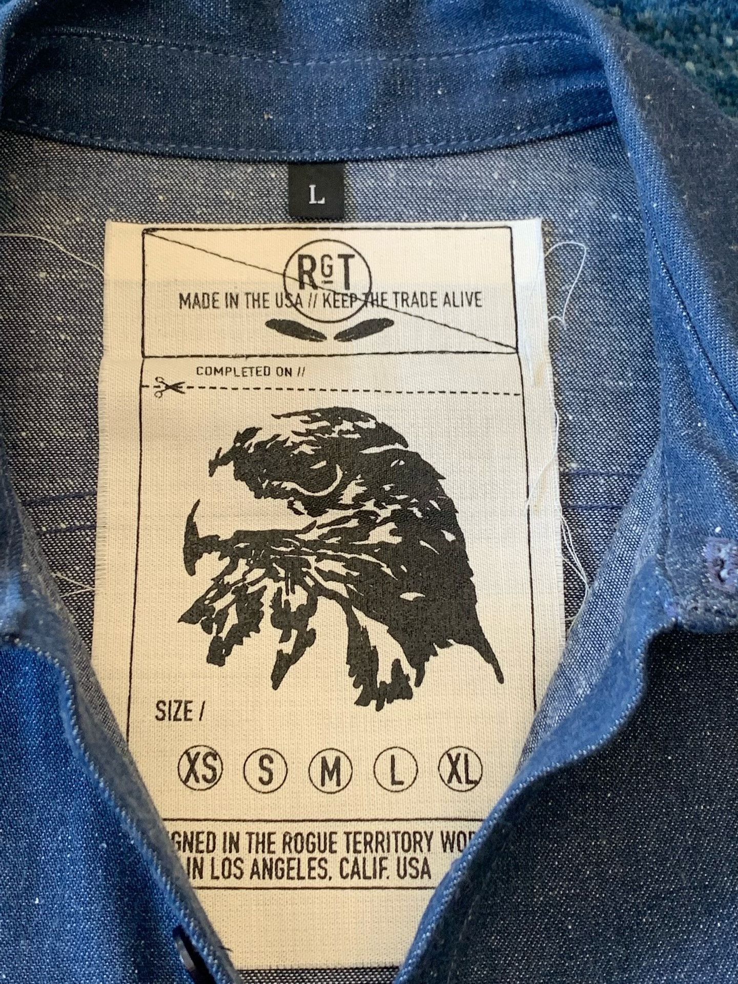 Rogue Territory RGT Shawl Collar Snowflake Denim Work Shirt Size US L / EU 52-54 / 3 - 5 Thumbnail