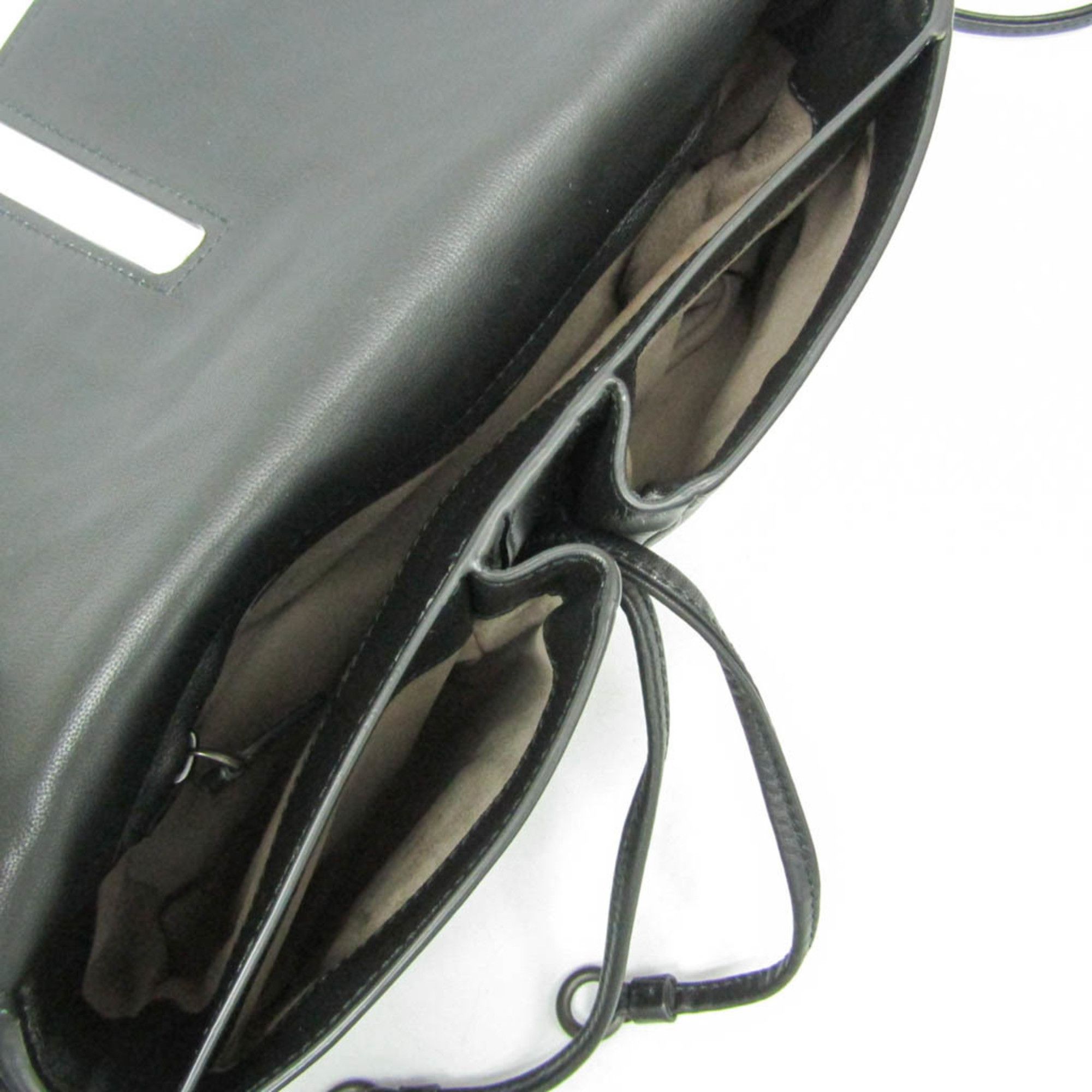 Bottega Veneta Bottega Veneta Intrecciato Women,Men Leather Shoulder Bag Black Size ONE SIZE - 12 Thumbnail