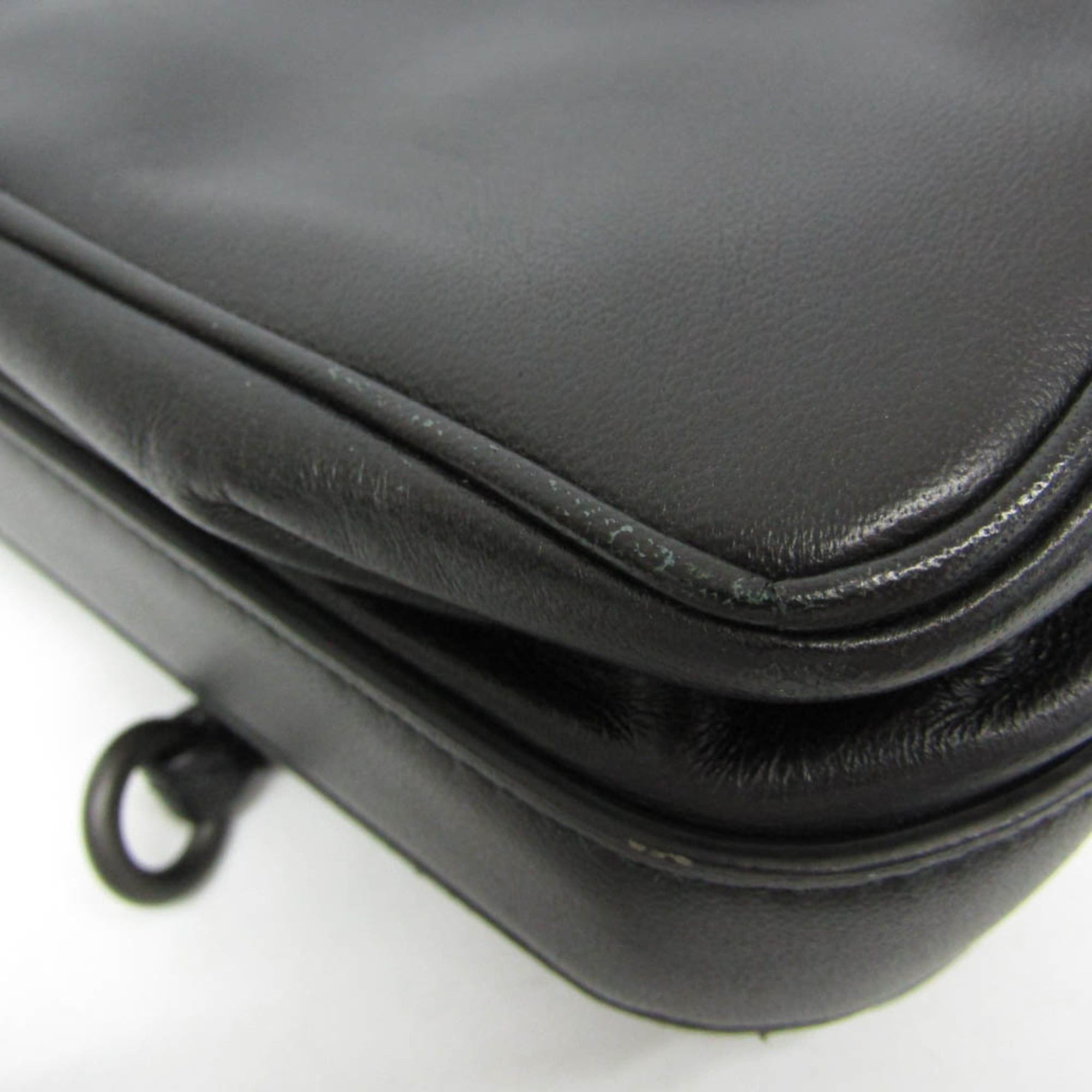 Bottega Veneta Bottega Veneta Intrecciato Women,Men Leather Shoulder Bag Black Size ONE SIZE - 6 Thumbnail