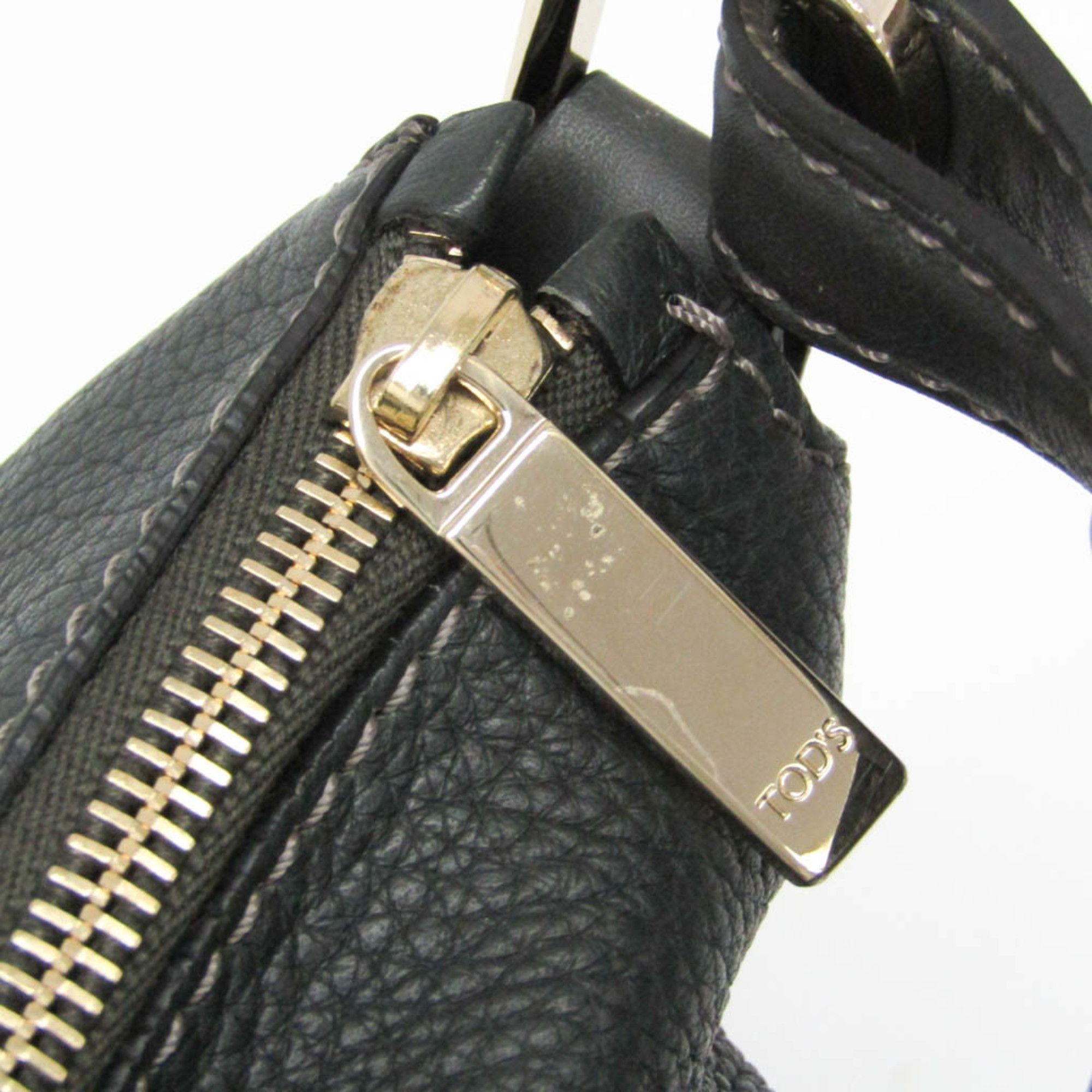 Tod's Tod's 2-way Bag Men,Women Leather Handbag,Shoulder Bag Dark Gray Size ONE SIZE - 14 Thumbnail