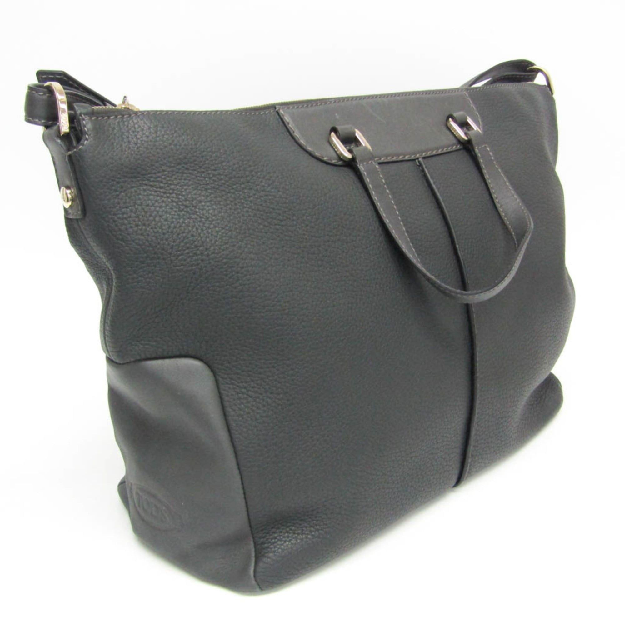 Tod's Tod's 2-way Bag Men,Women Leather Handbag,Shoulder Bag Dark Gray Size ONE SIZE - 6 Thumbnail