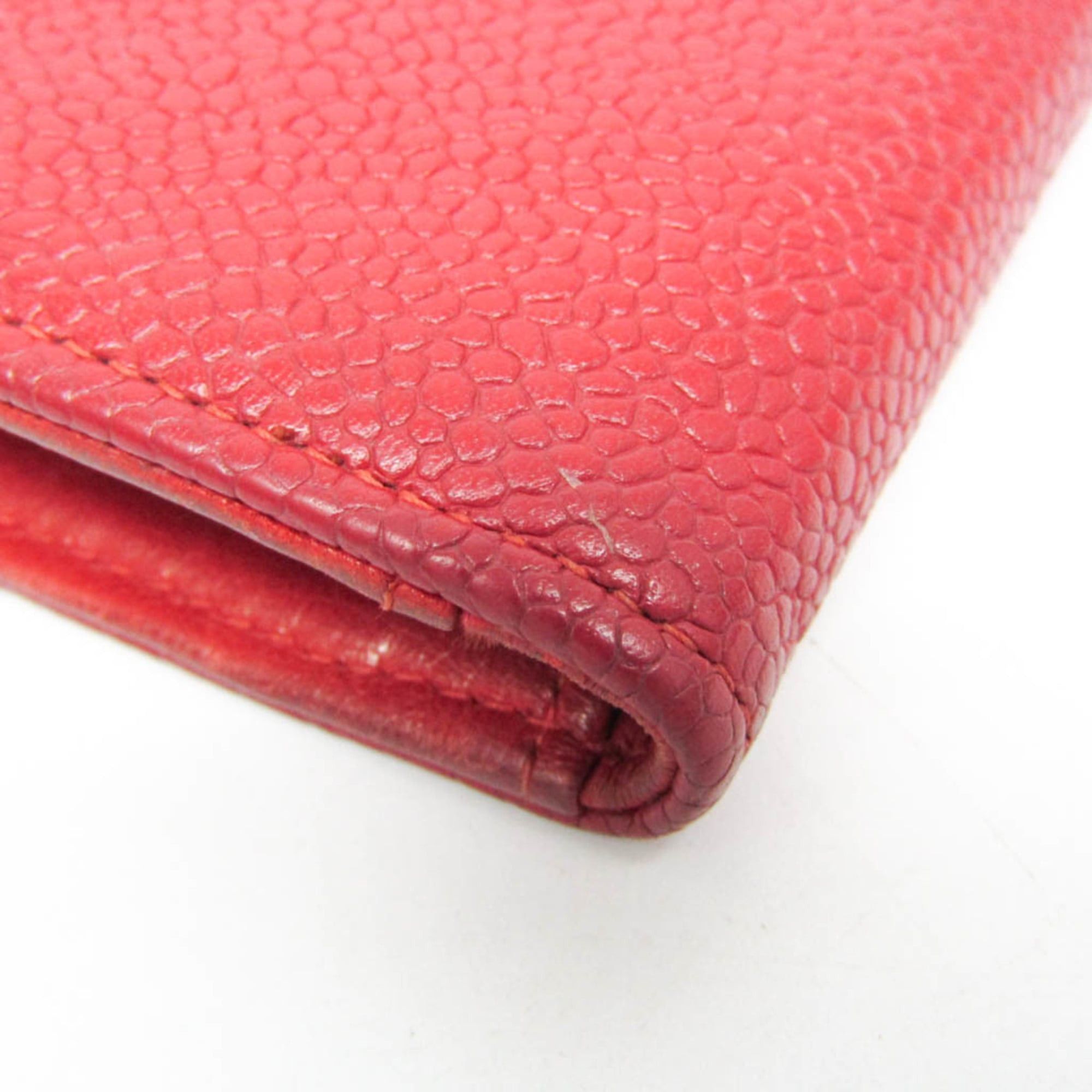 Chanel Chanel Coco Mark Women's Grained Calfskin Lambskin Long Wallet (bi-fold) Red Color Size ONE SIZE - 6 Thumbnail