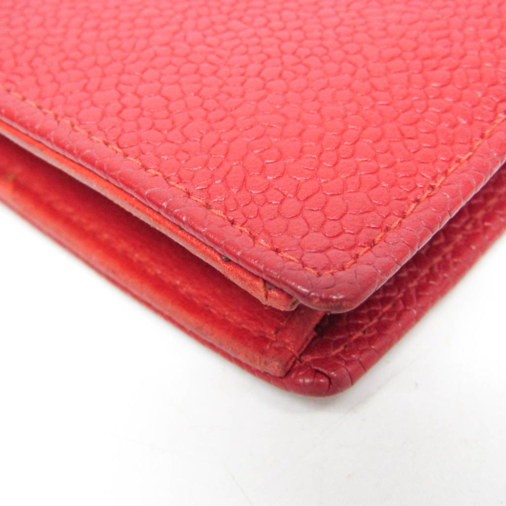 Chanel Chanel Coco Mark Women's Grained Calfskin Lambskin Long Wallet (bi-fold) Red Color Size ONE SIZE - 7 Thumbnail