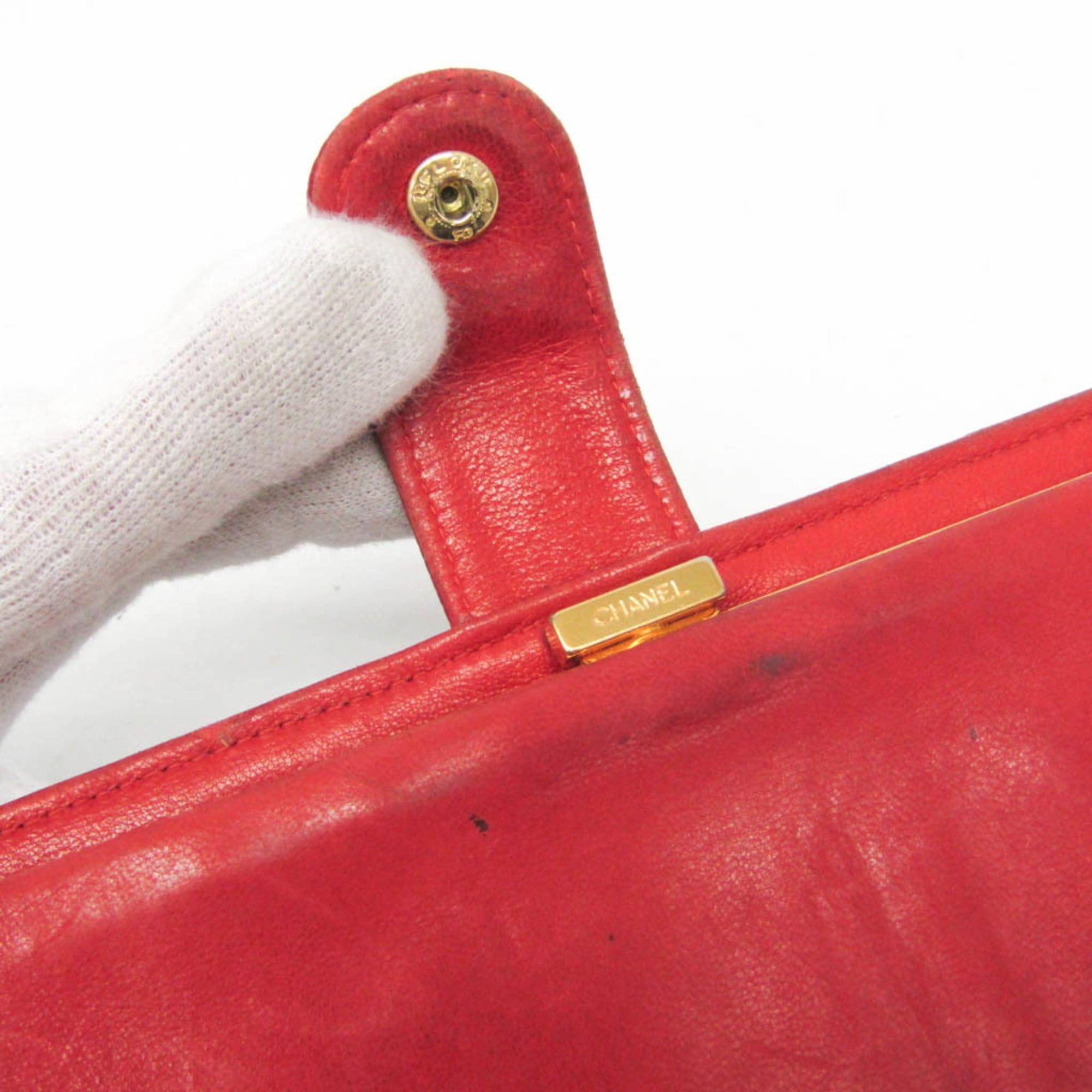 Chanel Chanel Coco Mark Women's Grained Calfskin Lambskin Long Wallet (bi-fold) Red Color Size ONE SIZE - 10 Thumbnail