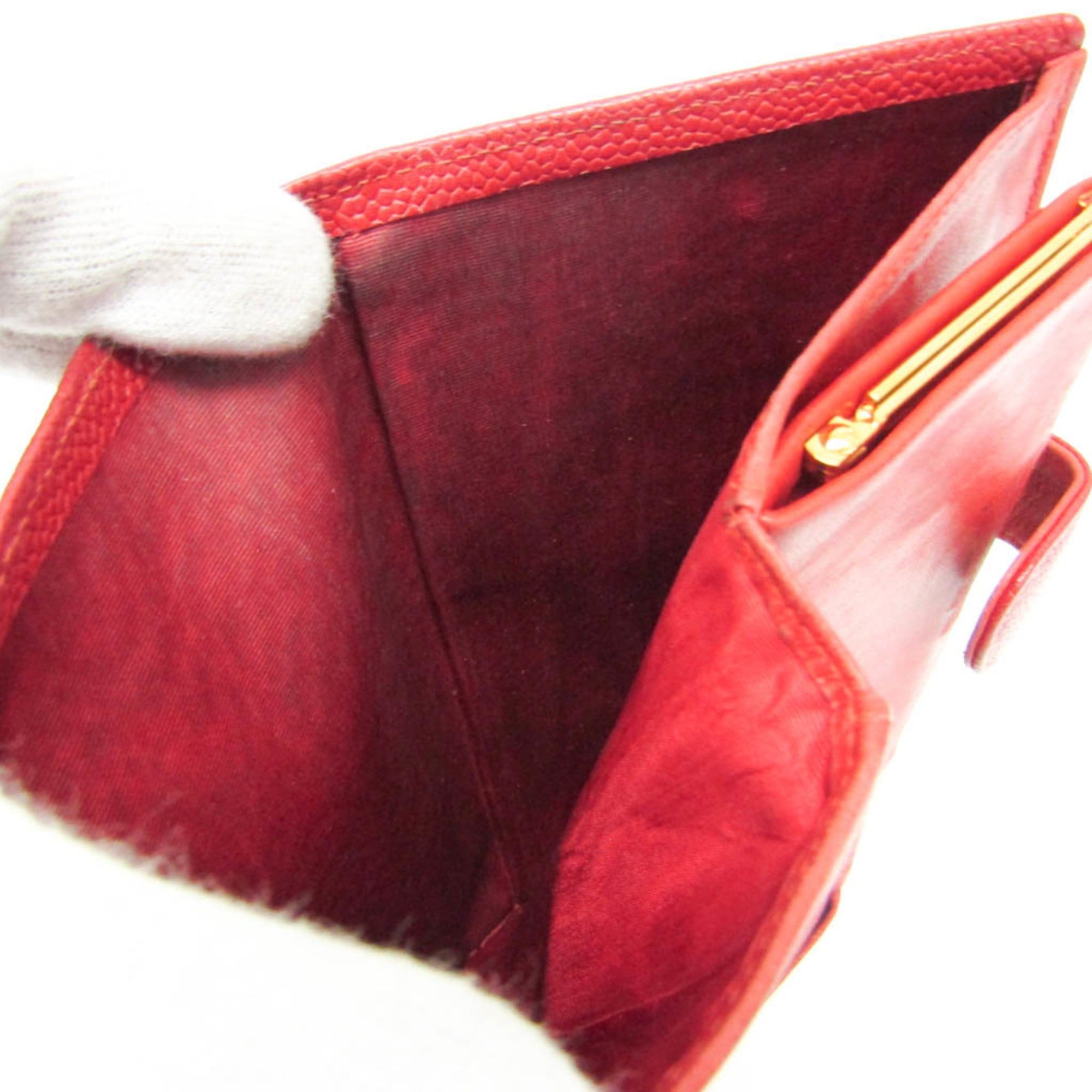 Chanel Chanel Coco Mark Women's Grained Calfskin Lambskin Long Wallet (bi-fold) Red Color Size ONE SIZE - 11 Thumbnail