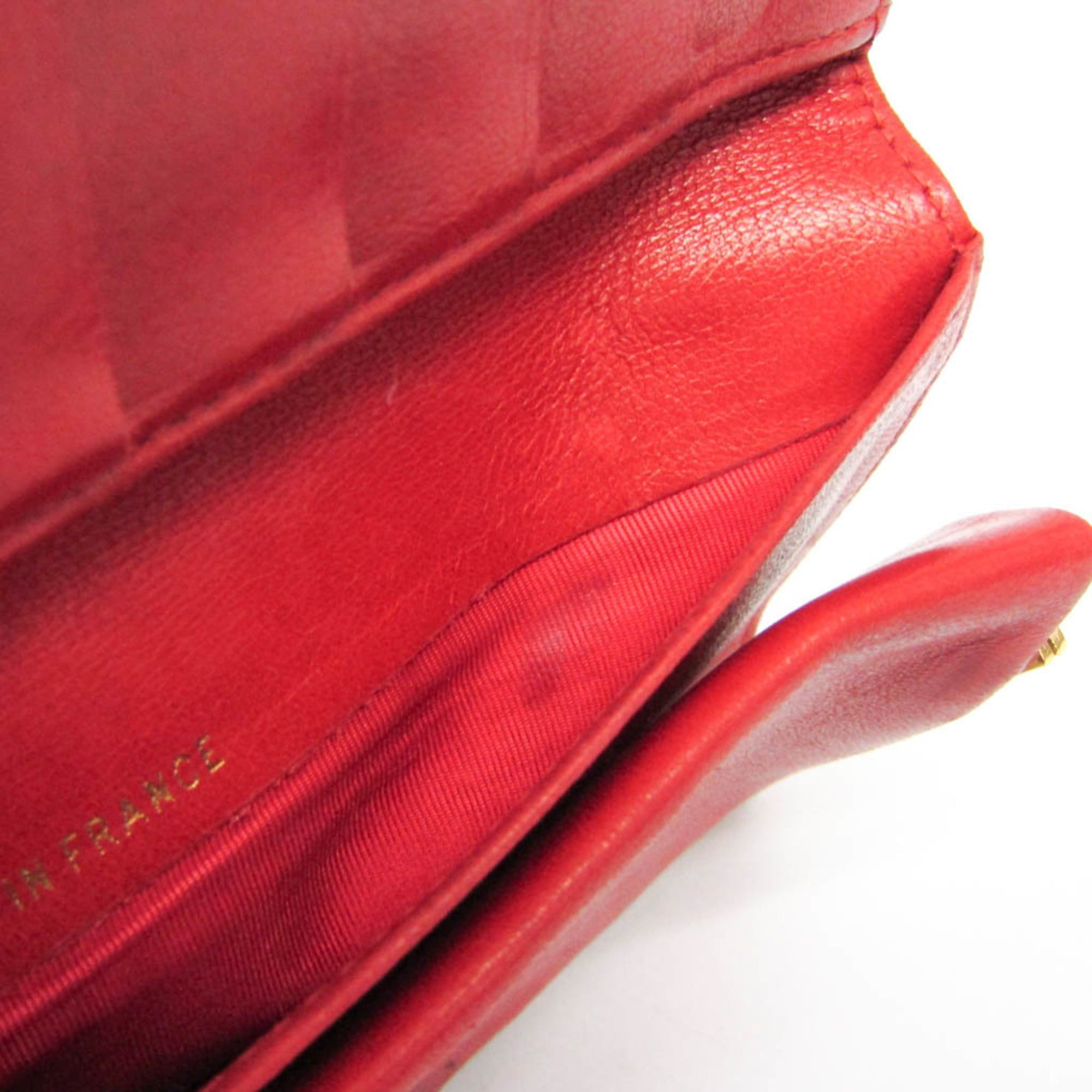 Chanel Chanel Coco Mark Women's Grained Calfskin Lambskin Long Wallet (bi-fold) Red Color Size ONE SIZE - 13 Thumbnail