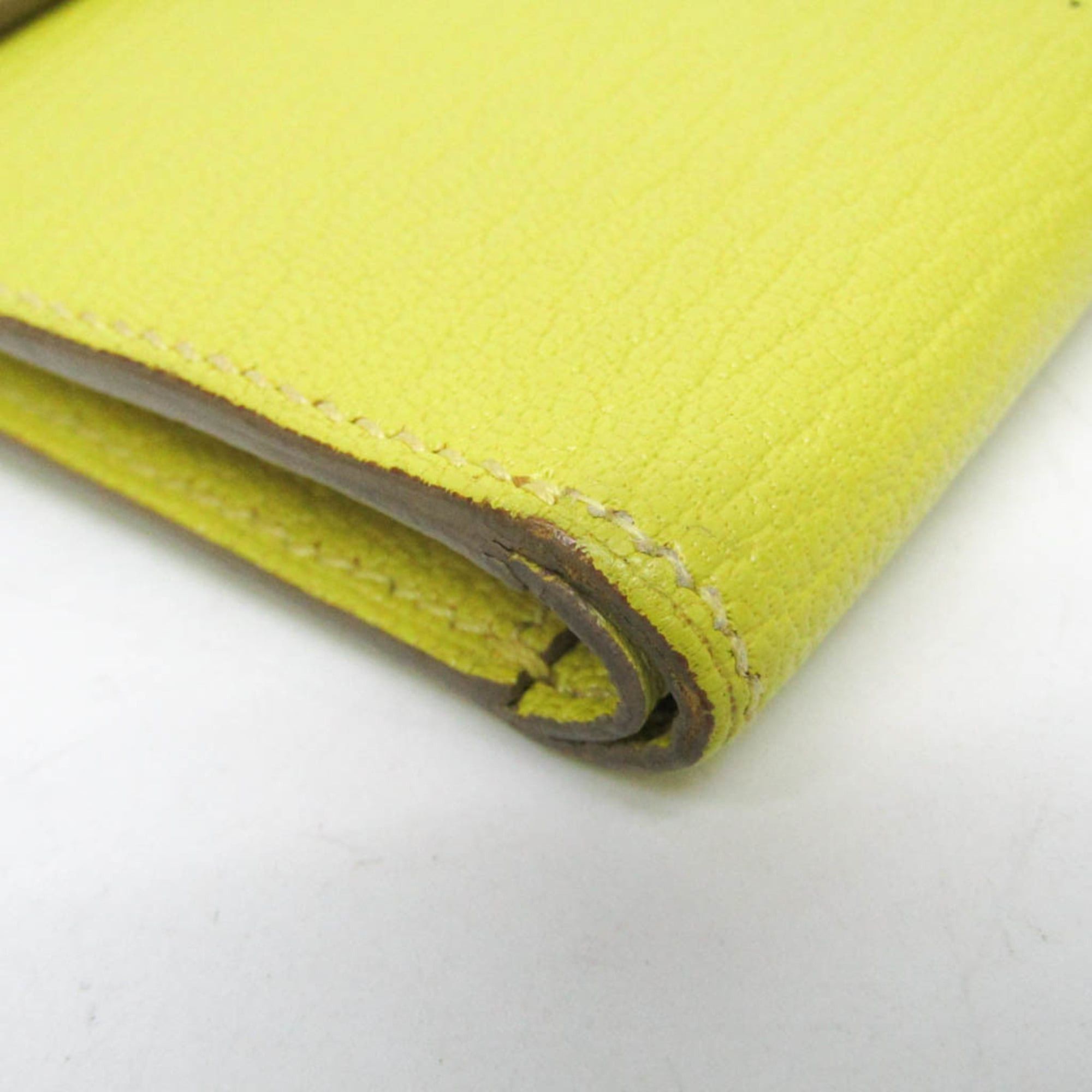 Hermes Hermes Click 12 Men,Women Chevre Leather Wallet (tri-fold) Yellow Size ONE SIZE - 5 Thumbnail
