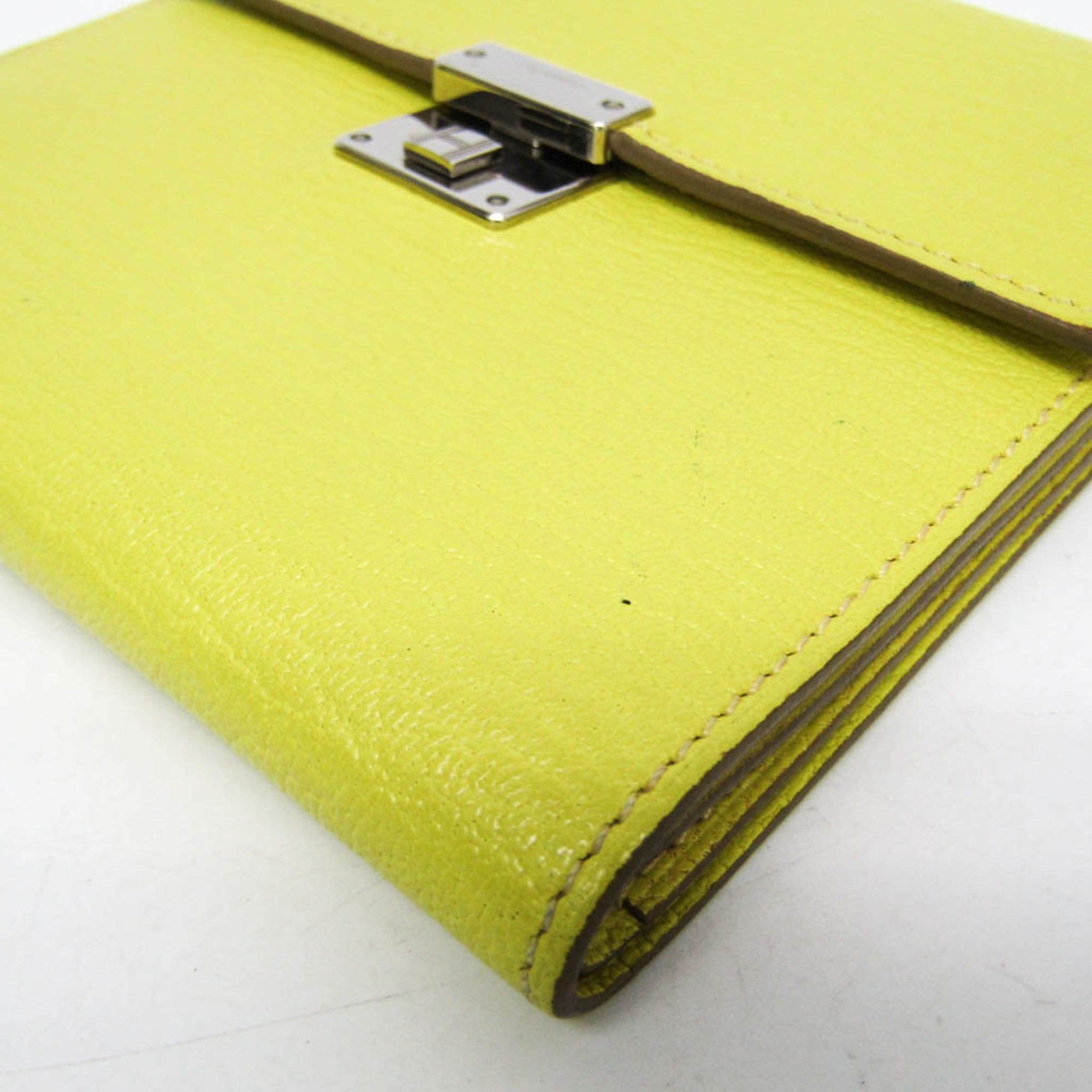 Hermes Hermes Click 12 Men,Women Chevre Leather Wallet (tri-fold) Yellow Size ONE SIZE - 6 Thumbnail