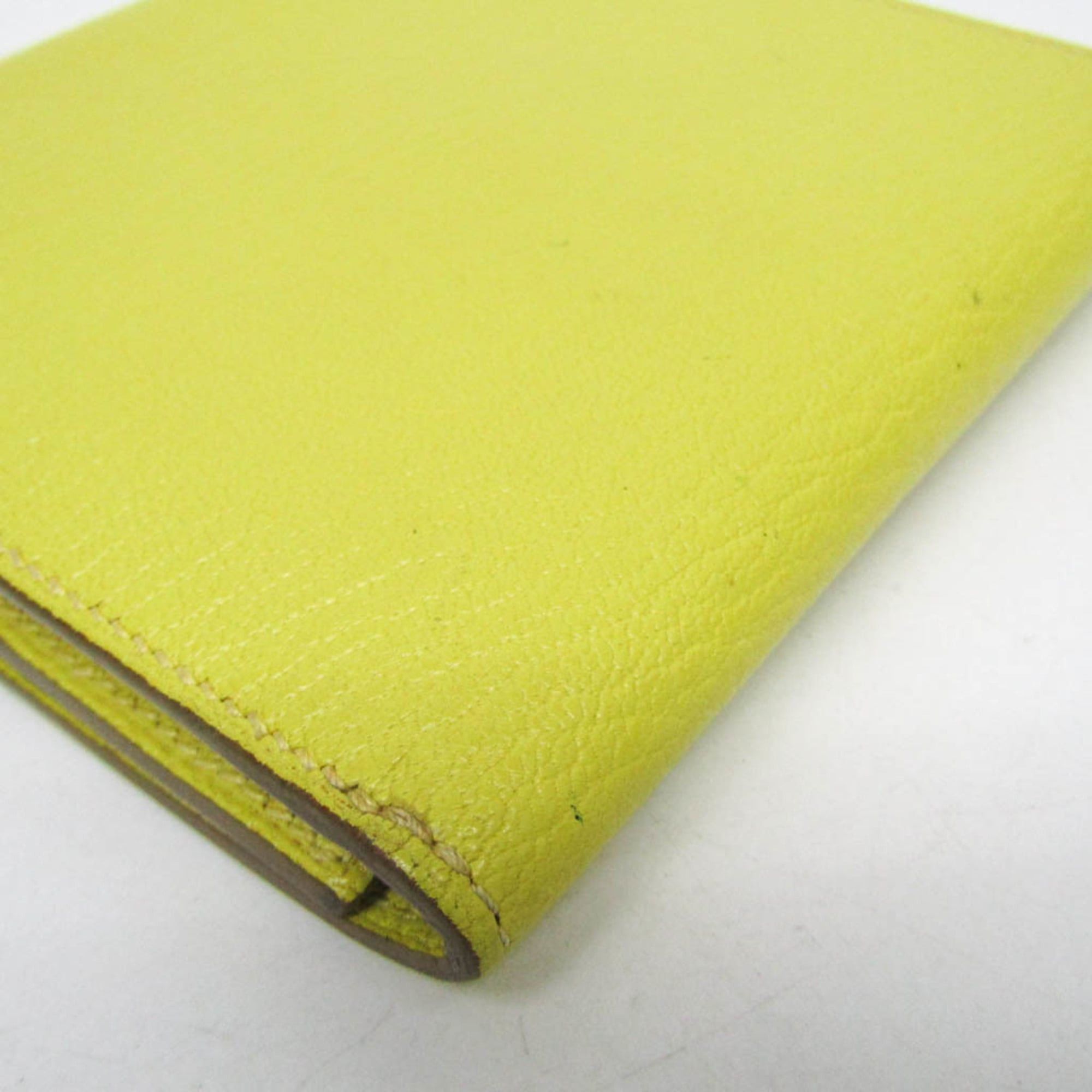 Hermes Hermes Click 12 Men,Women Chevre Leather Wallet (tri-fold) Yellow Size ONE SIZE - 7 Thumbnail