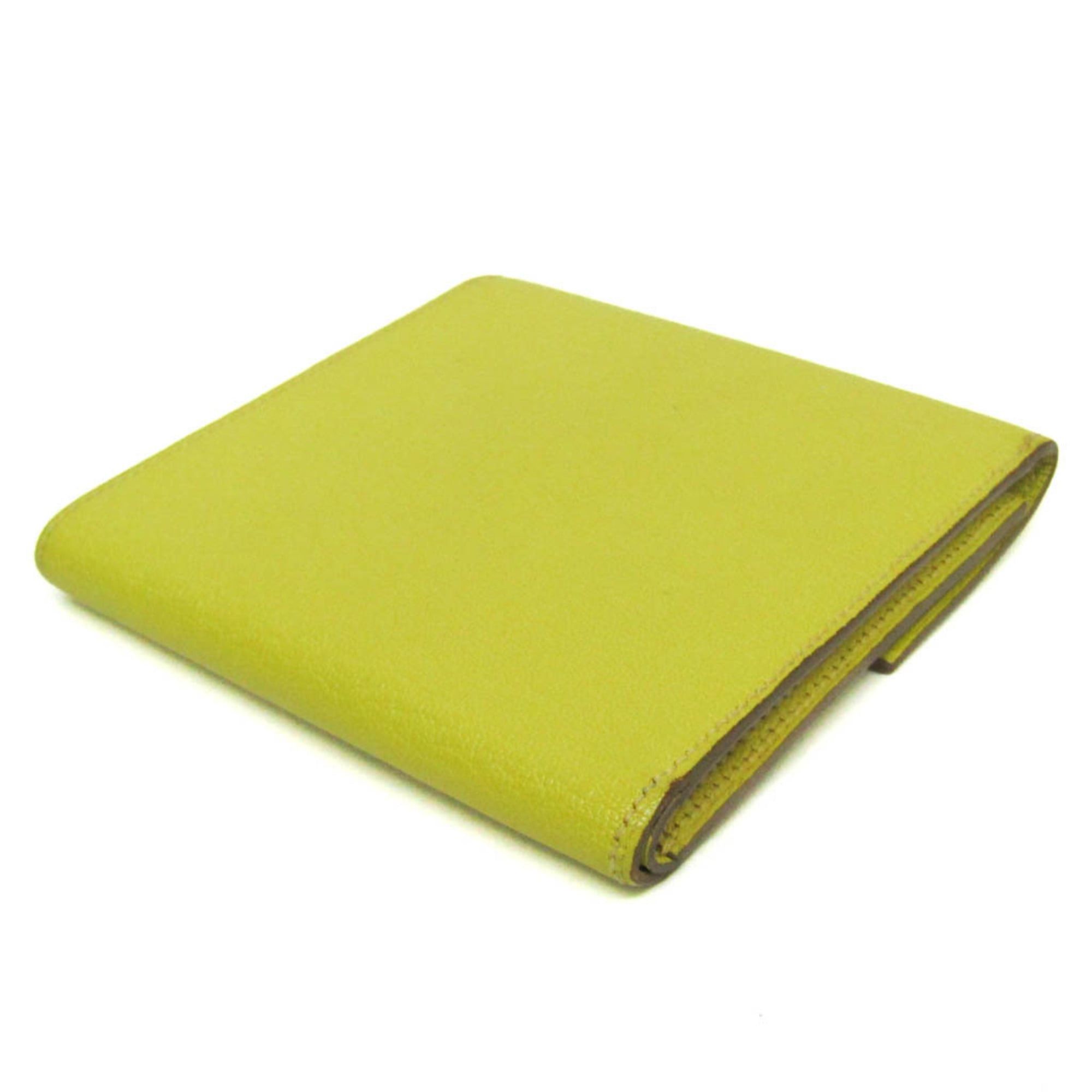 Hermes Hermes Click 12 Men,Women Chevre Leather Wallet (tri-fold) Yellow Size ONE SIZE - 2 Thumbnail