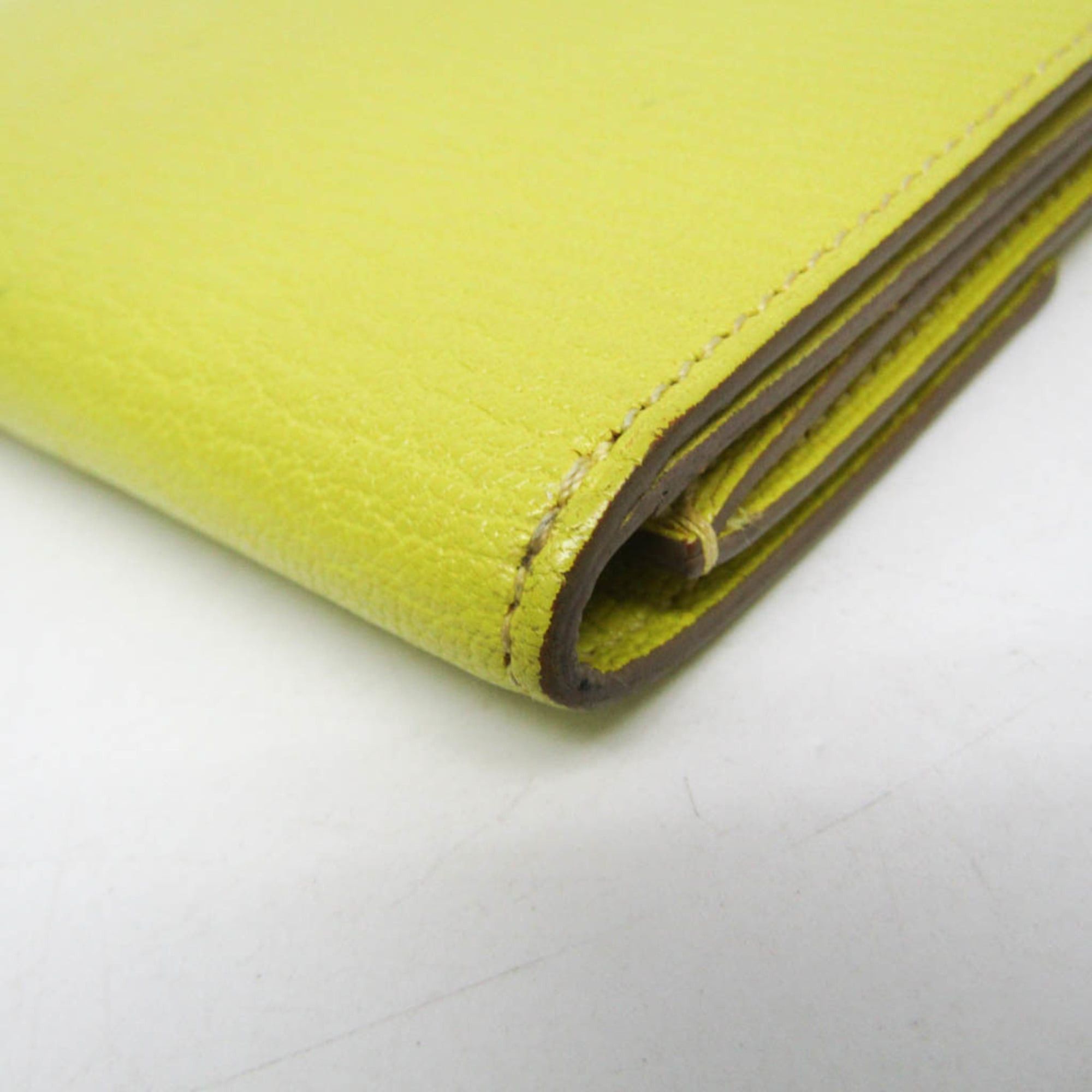 Hermes Hermes Click 12 Men,Women Chevre Leather Wallet (tri-fold) Yellow Size ONE SIZE - 8 Thumbnail