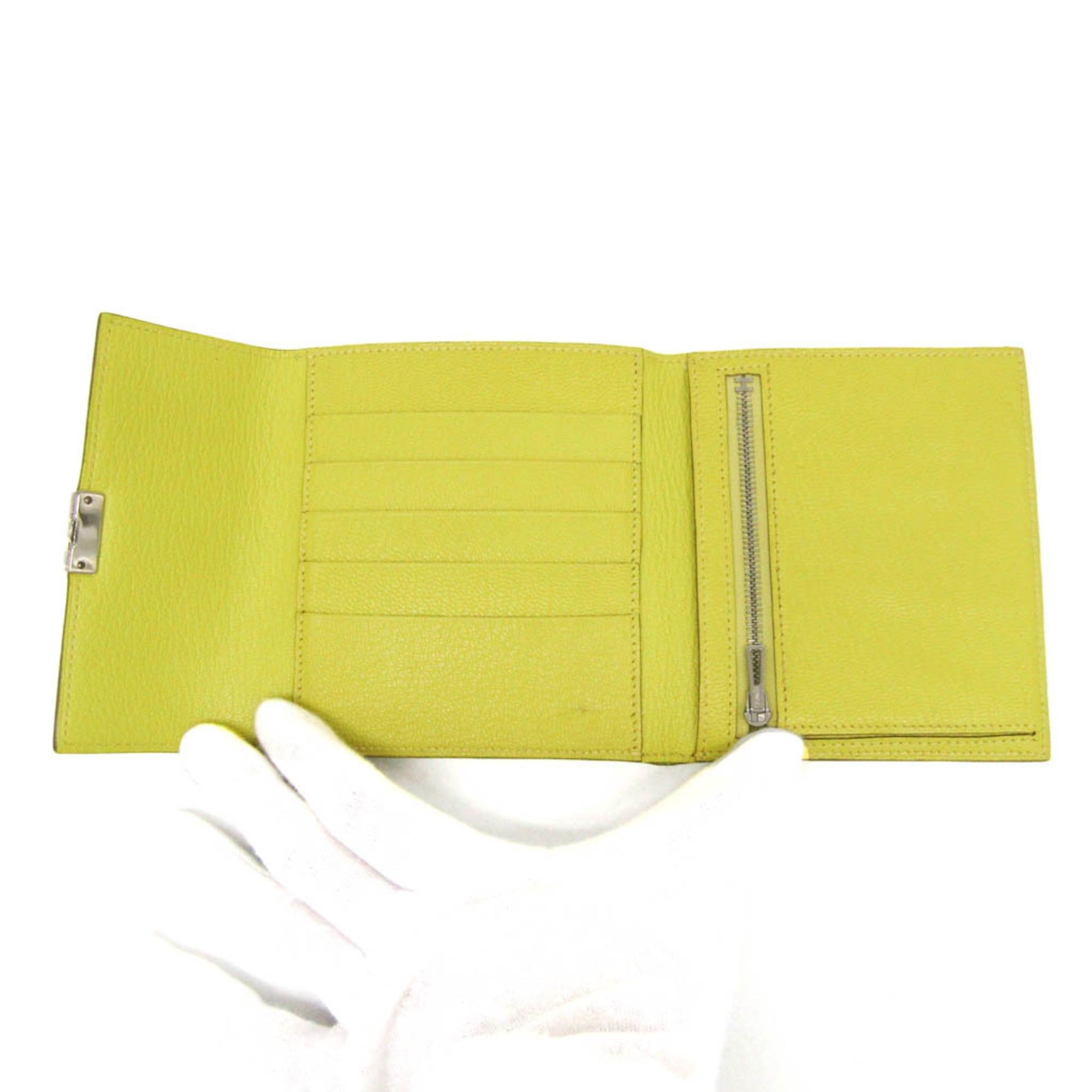 Hermes Hermes Click 12 Men,Women Chevre Leather Wallet (tri-fold) Yellow Size ONE SIZE - 3 Thumbnail