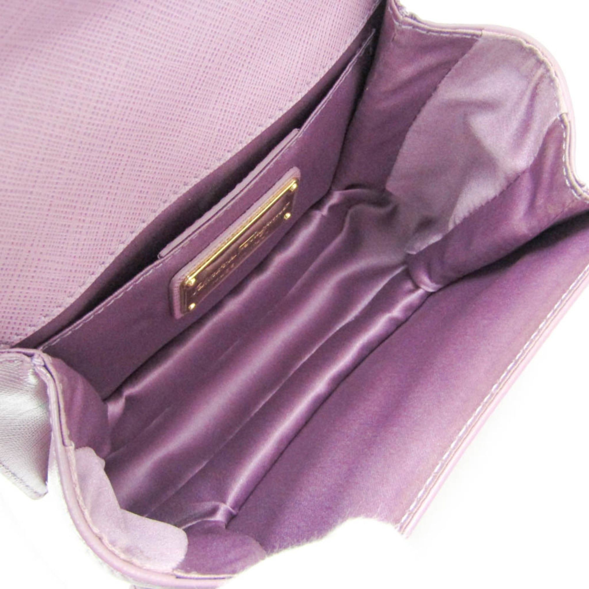 Salvatore Ferragamo Salvatore Ferragamo Vara Mini Chain Shoulder Bag AU-21 E479 Women's Leather Shoulder Bag Light Purple Size ONE SIZE - 3 Thumbnail