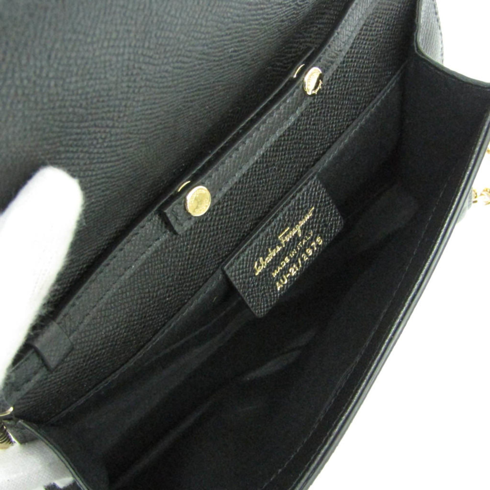 Salvatore Ferragamo Salvatore Ferragamo Vara Small Chain Shoulder Bag AU-21 2976 Women's Leather Clutch Bag,Shoulder Bag Black Size ONE SIZE - 3 Thumbnail