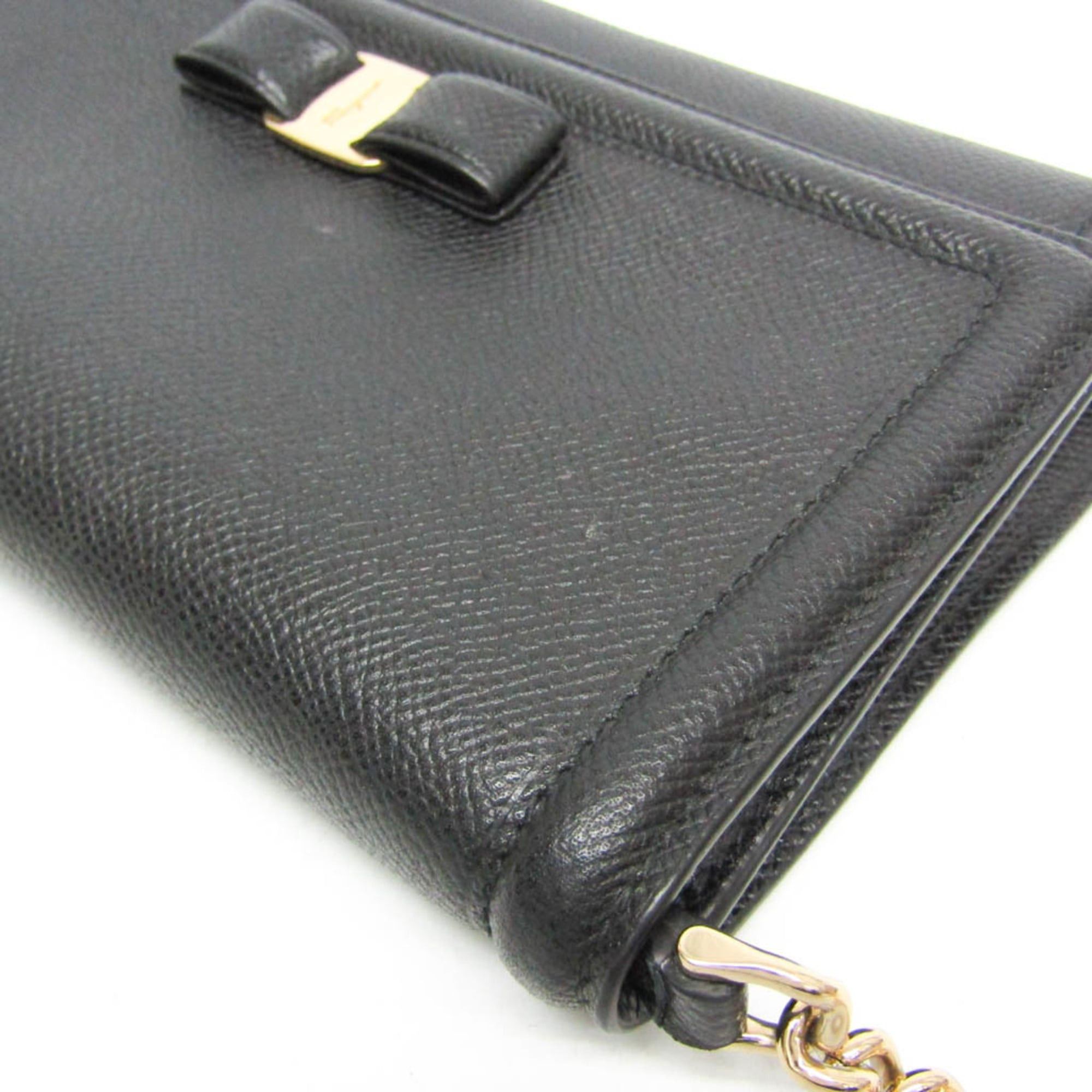 Salvatore Ferragamo Salvatore Ferragamo Vara Small Chain Shoulder Bag AU-21 2976 Women's Leather Clutch Bag,Shoulder Bag Black Size ONE SIZE - 5 Thumbnail