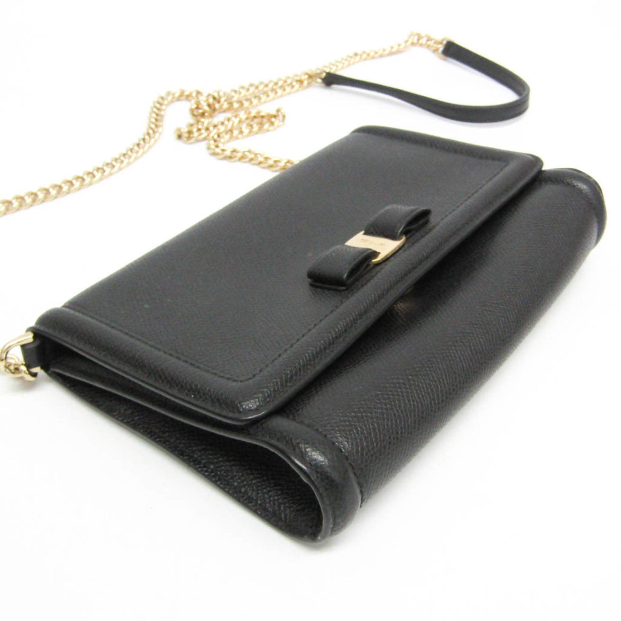 Salvatore Ferragamo Salvatore Ferragamo Vara Small Chain Shoulder Bag AU-21 2976 Women's Leather Clutch Bag,Shoulder Bag Black Size ONE SIZE - 4 Thumbnail